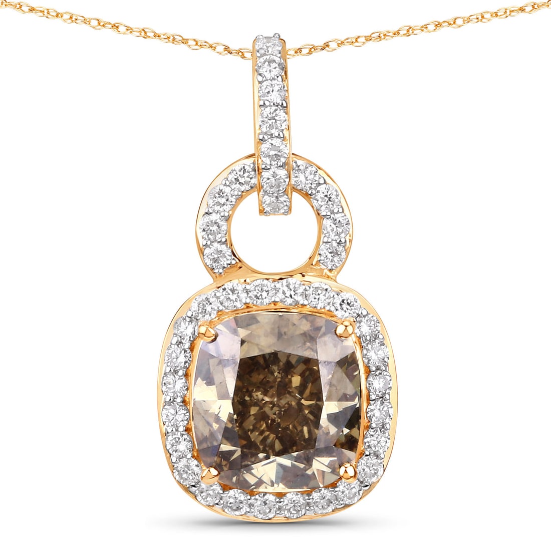 2.81 ctw Brown Diamond Statement 18K Yellow Gold Pendant - Certified (1 of 4)