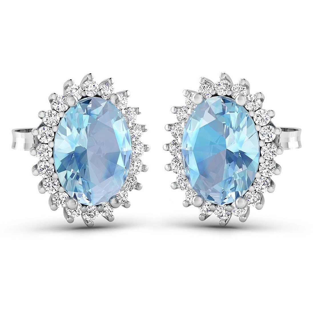 2.36 ctw Aquamarine 14K White Gold Earrings - Certified: A symphony of light and color, this piece embodies the pinnacle of luxury. This pair features a combined 2.10 carats of Aquamarine with serene, crystalline hues, beautifully complemented by 0.26 carat