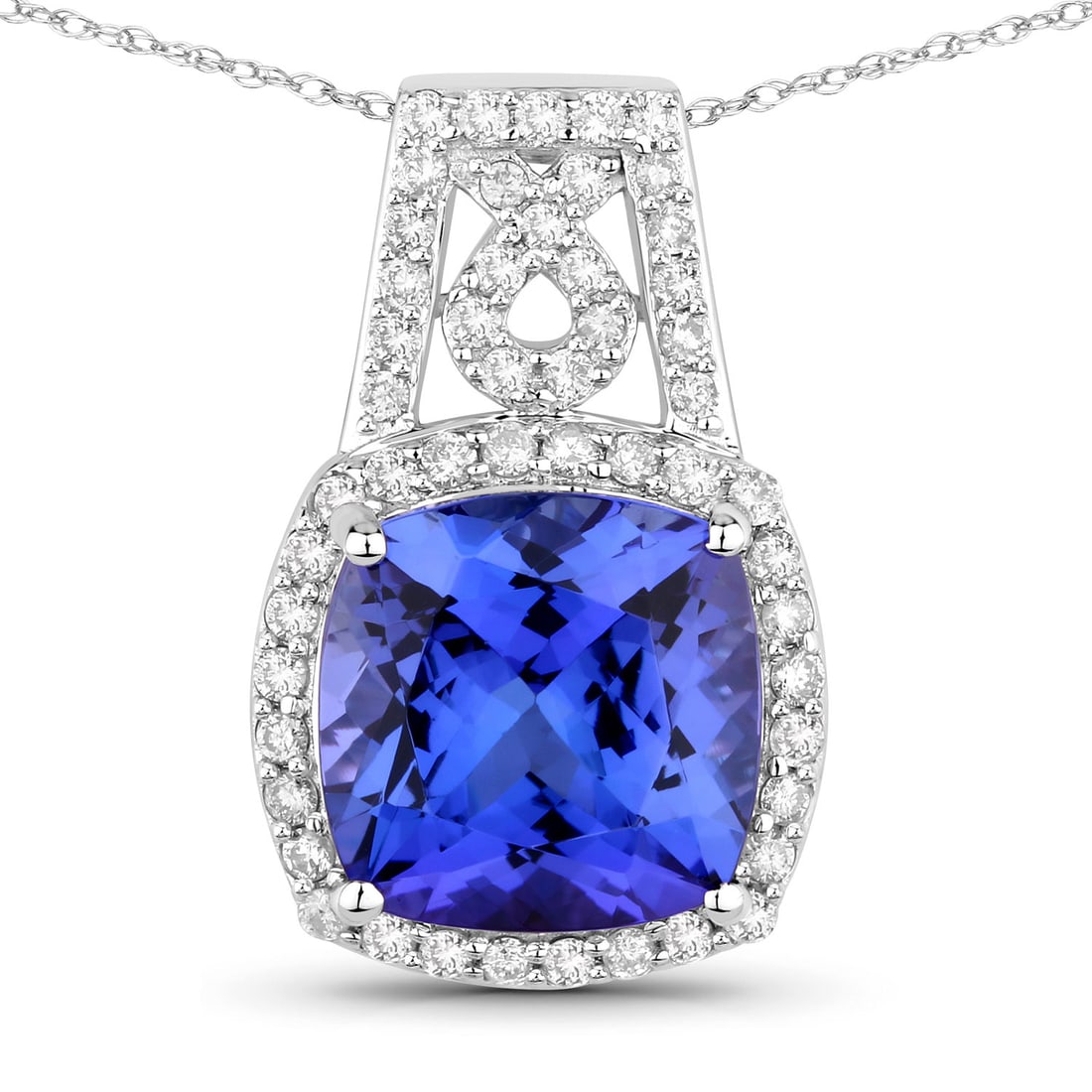 4.30 ctw Tanzanite Halo 14K White Gold Pendant - Certified (1 of 3)
