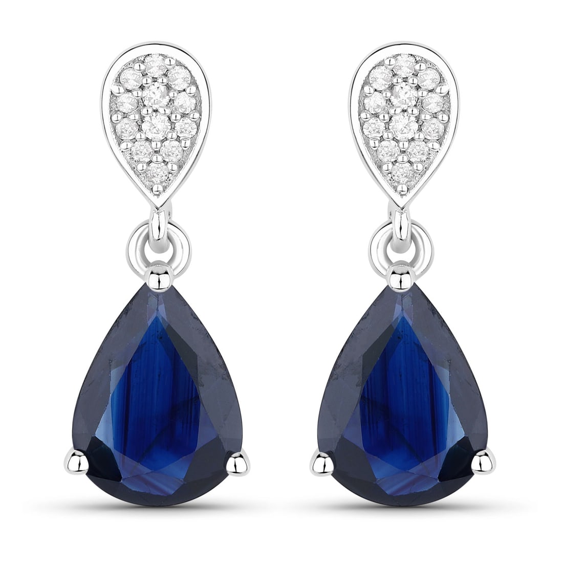 2.76 CTW Pear Sapphire Modern 10K White Gold Earrings - Certified (1 of 4)