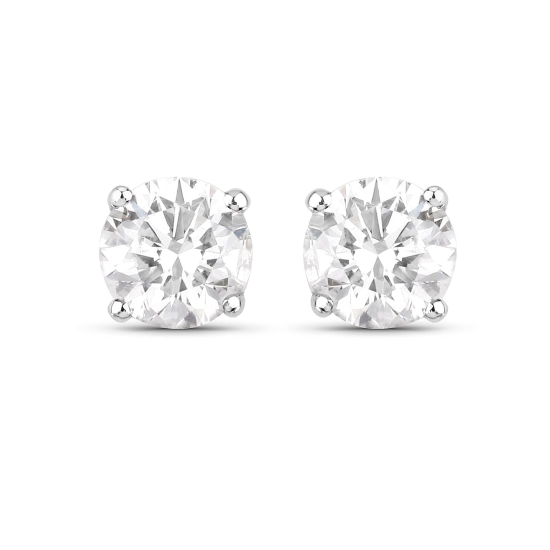 0.54 CTW Round Diamond Modern 14K White Gold Earrings - Certified (1 of 1)