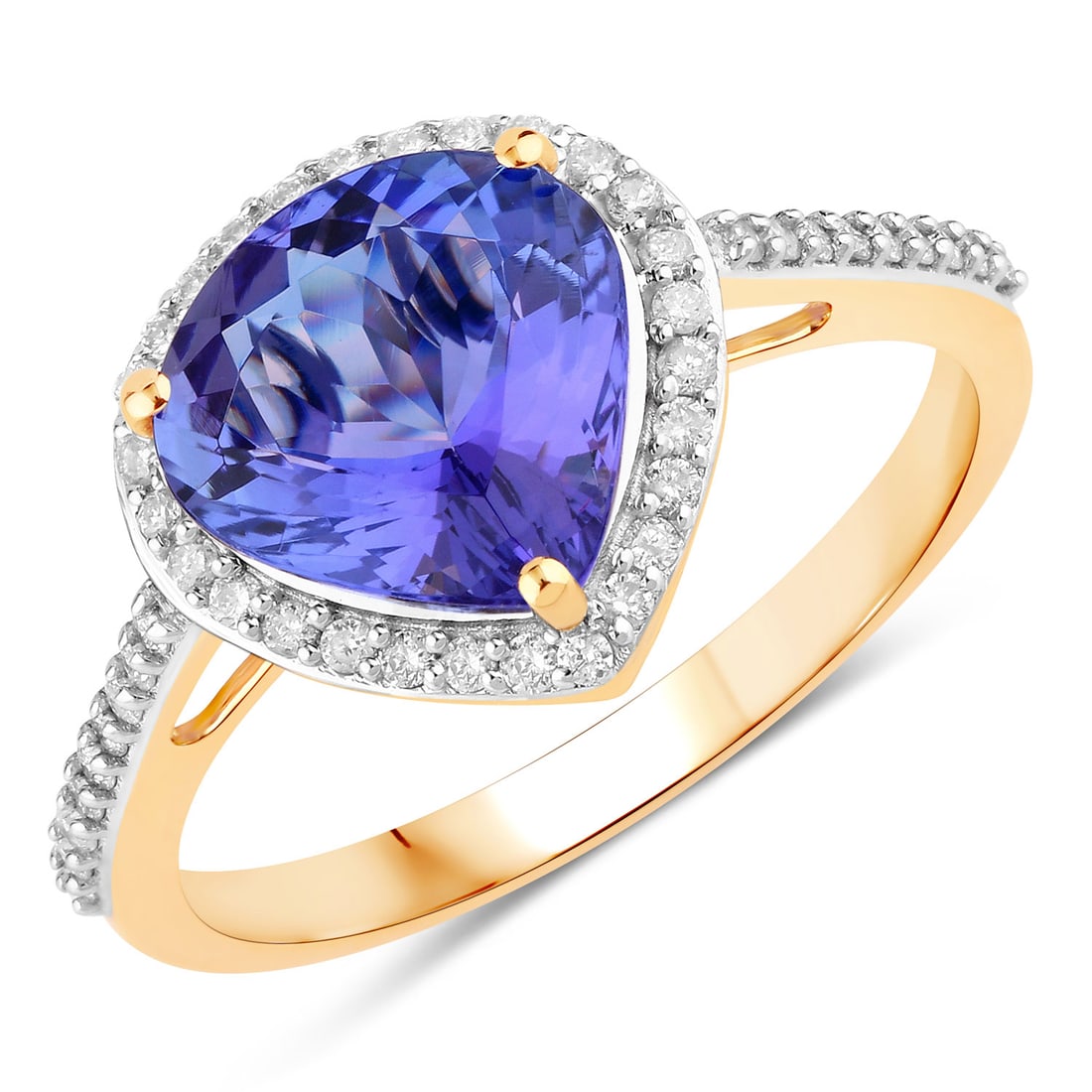 2.49 CTW Heart Tanzanite Modern 14K Yellow Gold Ring - Certified (1 of 3)