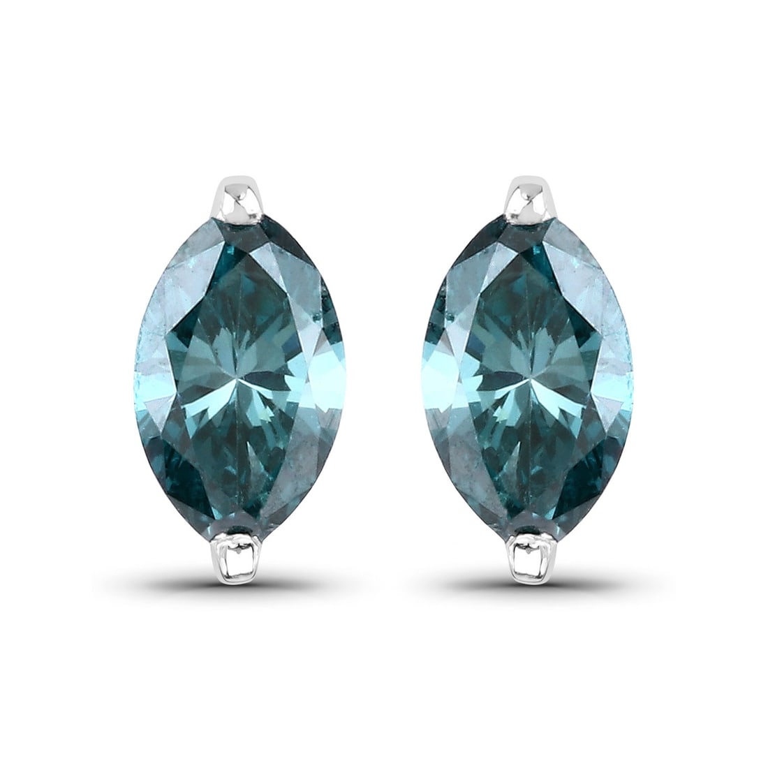 0.69 CTW Marquise Blue Diamond Modern Classic 14K White Gold Earrings - Certified (1 of 1)