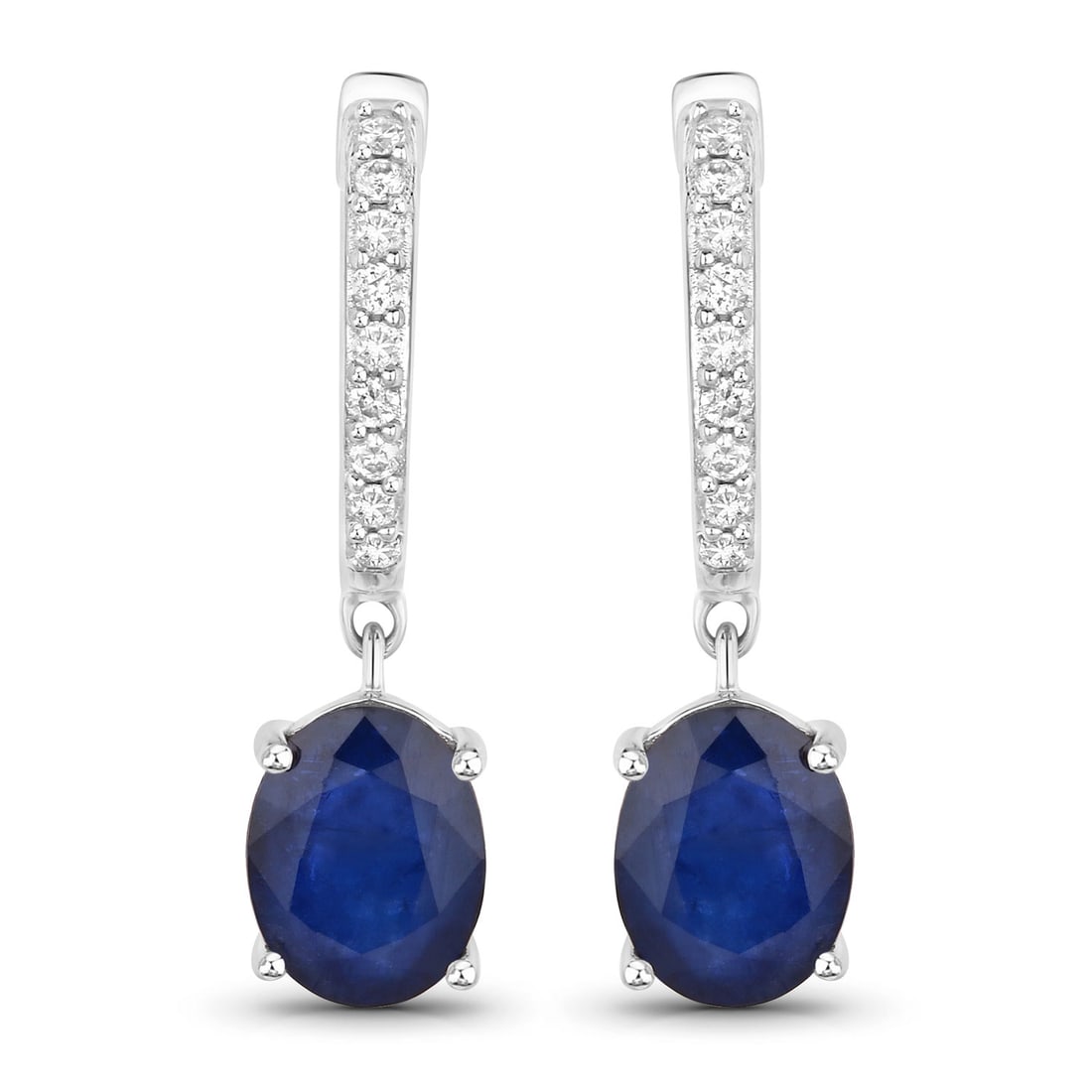 3.24 CTW Oval Sapphire Modern 14K White Gold Earrings - Certified (1 of 3)