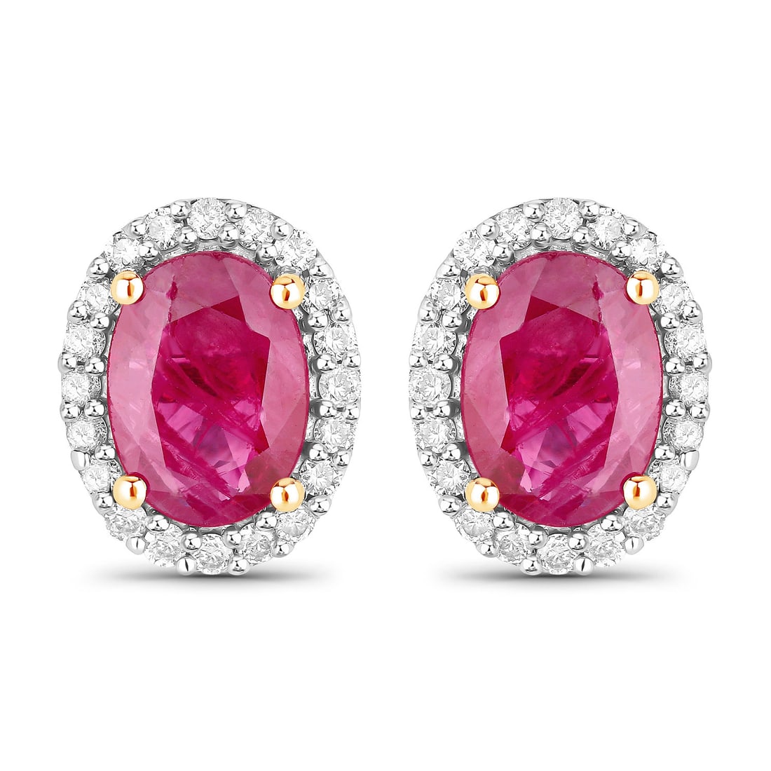 1.96 CTW Oval Ruby Modern 14K Yellow Gold Earrings - Certified (1 of 3)
