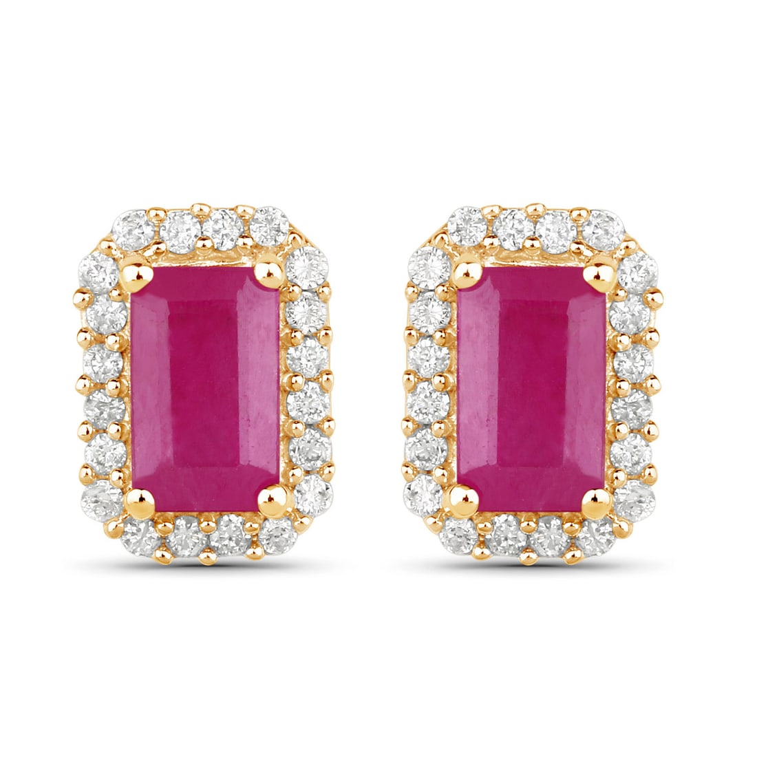 0.75 CTW Octagon Ruby Modern 14K Yellow Gold Earrings - Certified (1 of 4)
