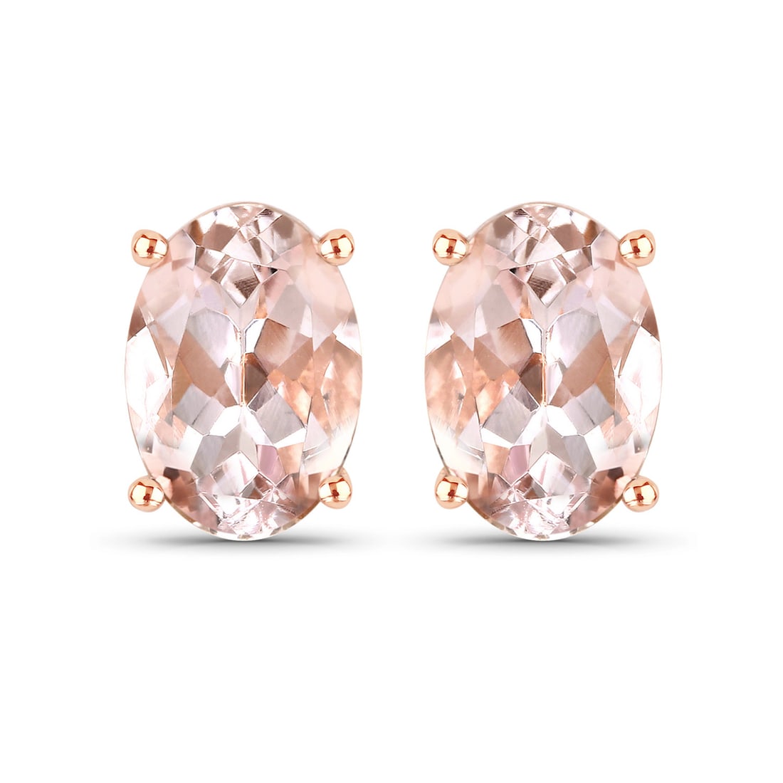 0.9 CTW Oval Morganite Modern 14K Rose Gold Earrings - Certified (1 of 4)