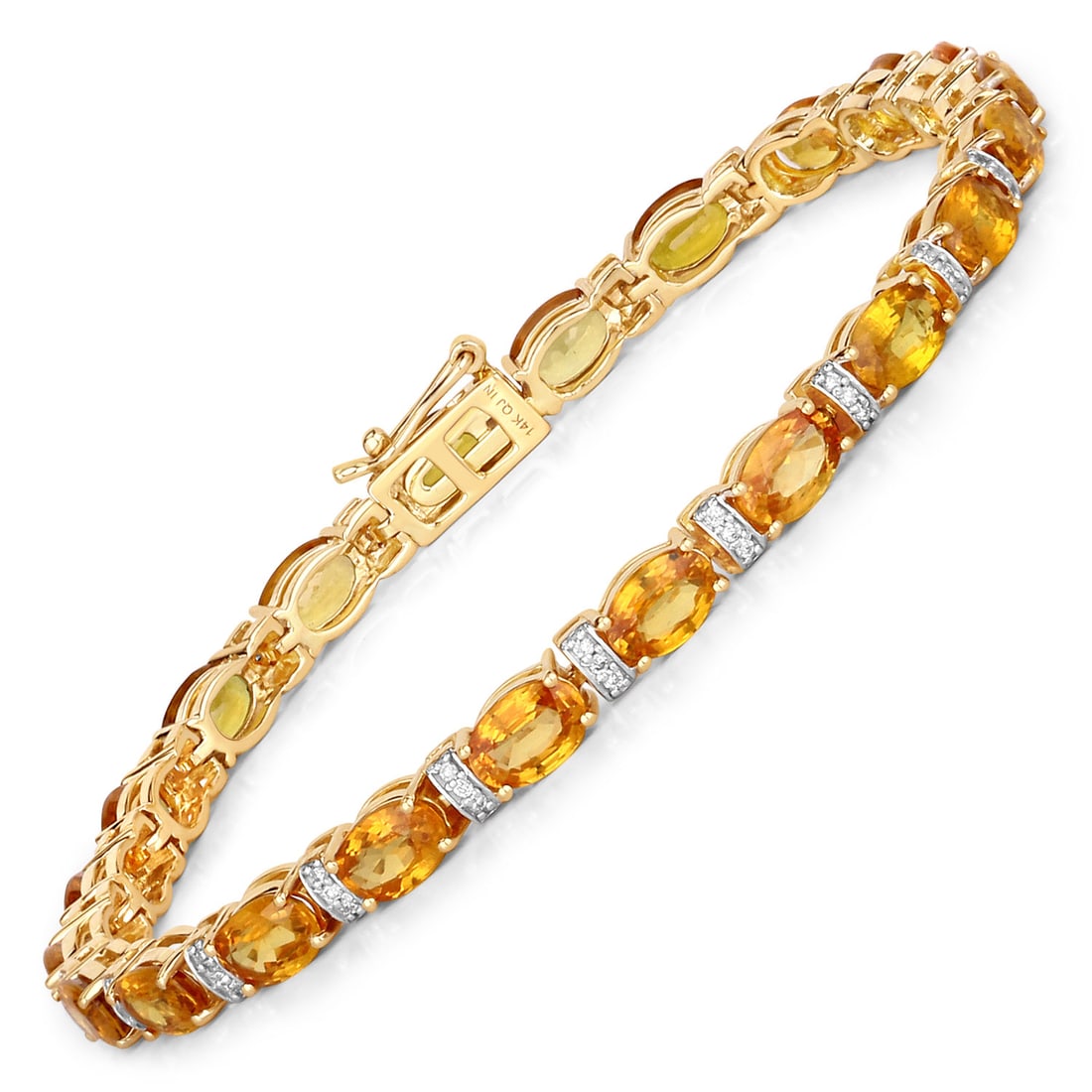 12.33 CTW Oval Orange Sapphire Modern 14K Yellow Gold Bracelet - Certified (1 of 4)