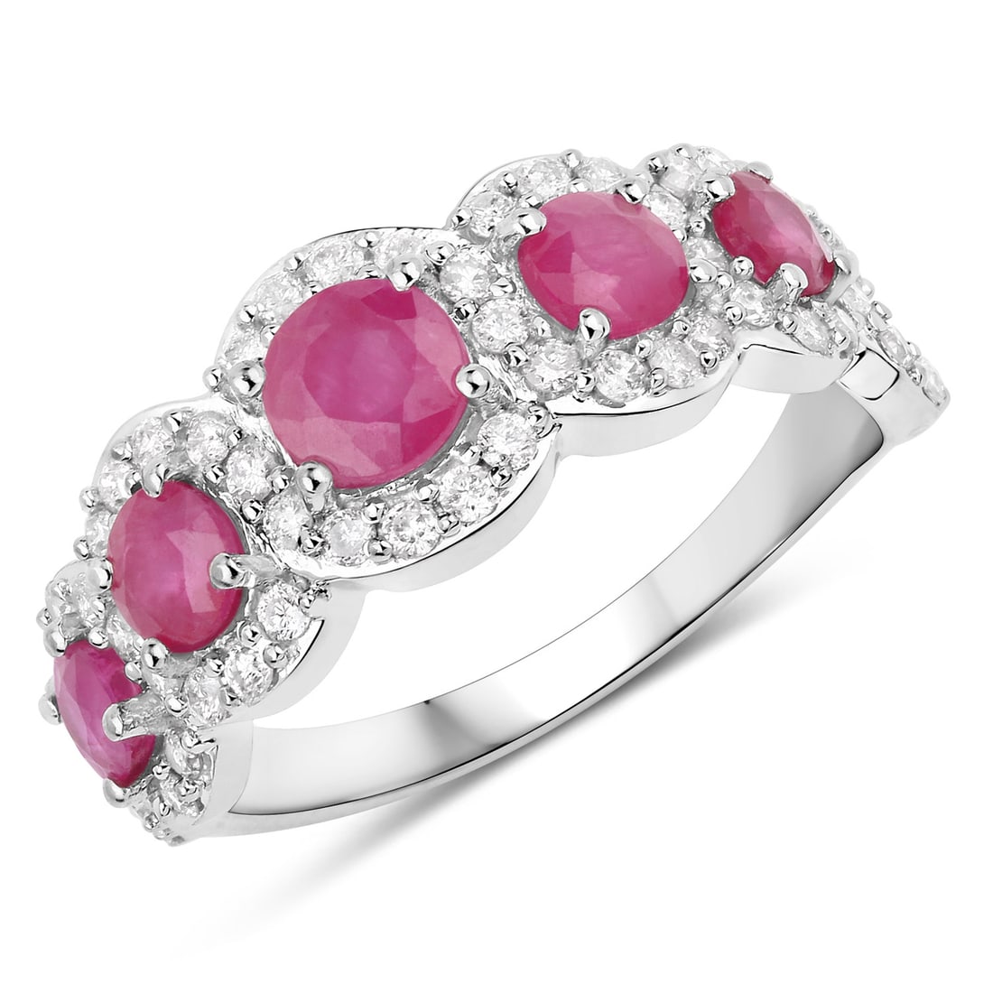 1.99 CTW Round Ruby Modern 14K White Gold Ring - Certified (1 of 4)