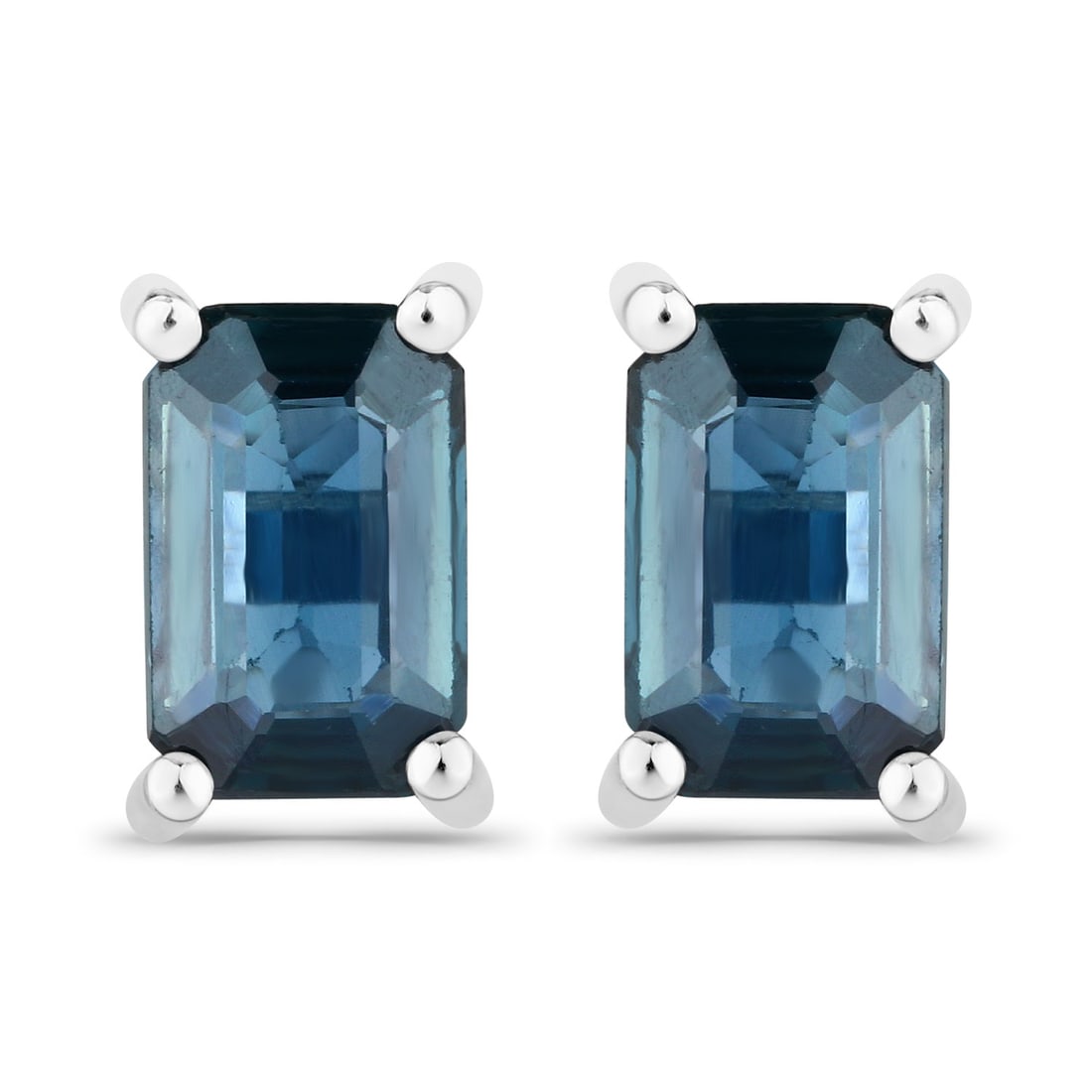0.80 CTW Octagon Sapphire Modern 14K White Gold Earrings - Certified: A symphony of light and color, this exquisite pair of earrings embodies the pinnacle of luxury. Expertly mounted in a Prong setting, this exquisite pair of earrings is crafted in 1.3 grams of solid 14