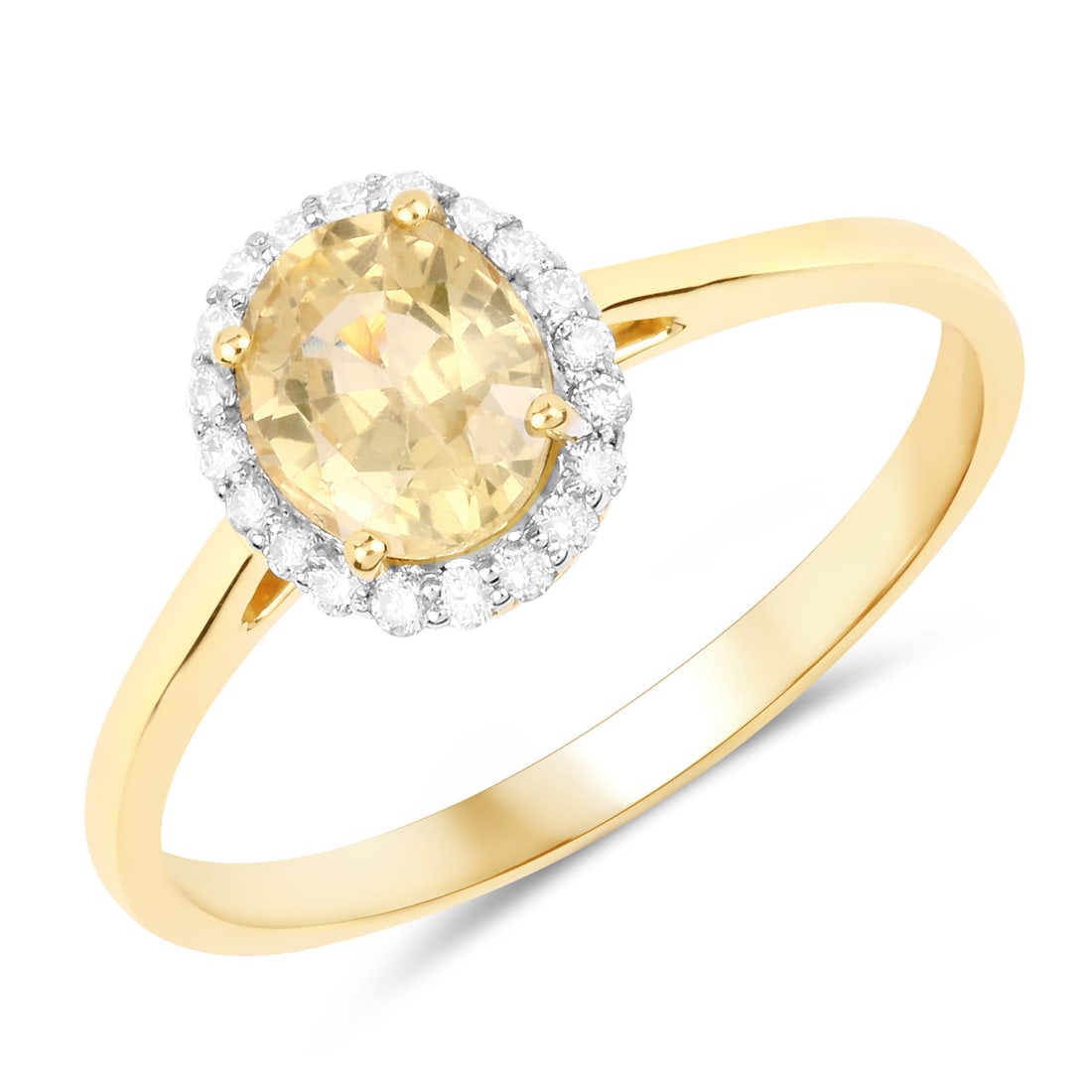 1.19 CTW Oval Yellow Sapphire Modern 14K Yellow Gold Ring - Certified (1 of 1)