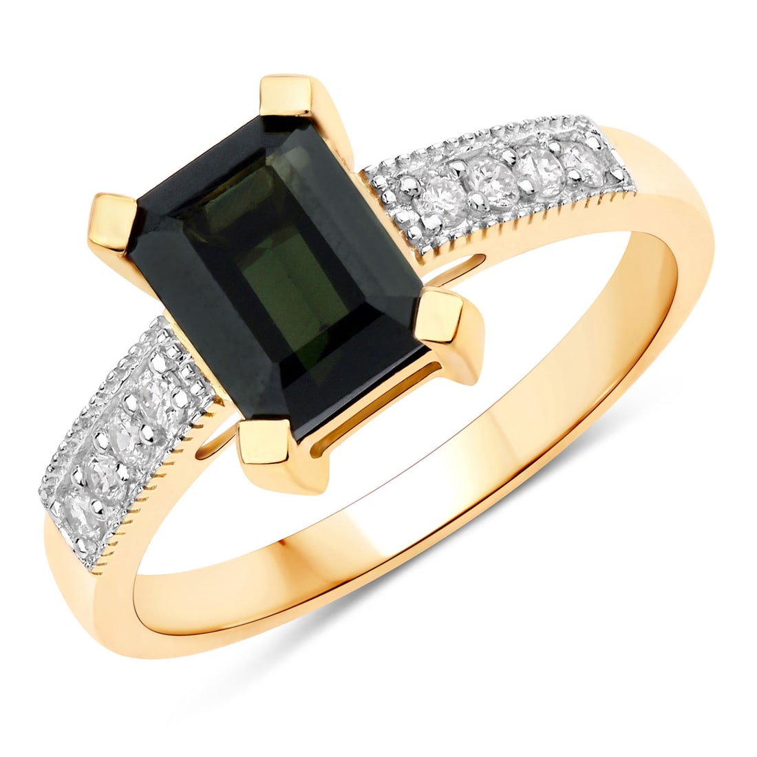 1.91 CTW Octagon Tourmaline Green Vintage-Inspired 14K Yellow Gold Ring - Certified (1 of 4)