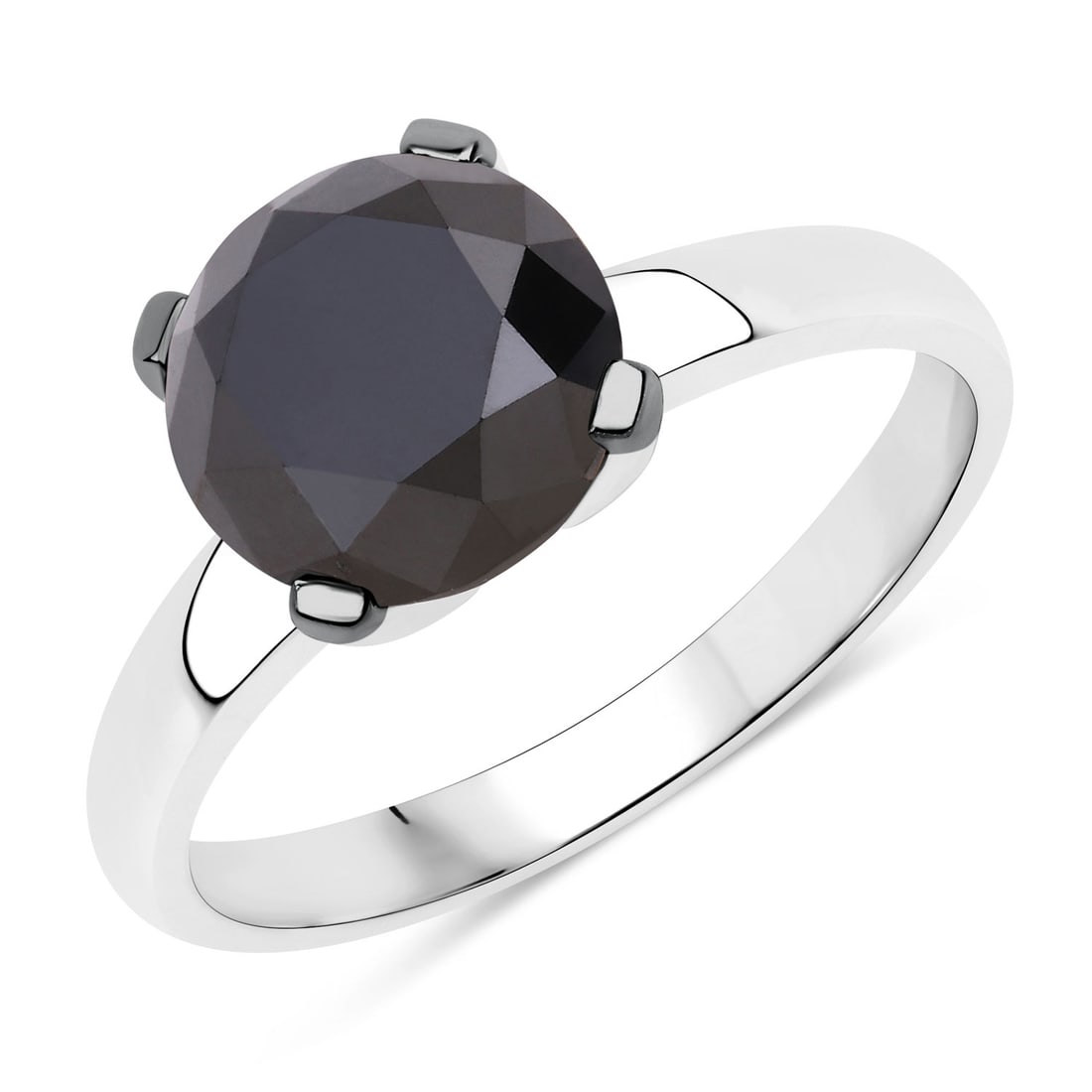 3 CT Round Black Diamond Modern 14K White Gold Ring - Certified (1 of 4)