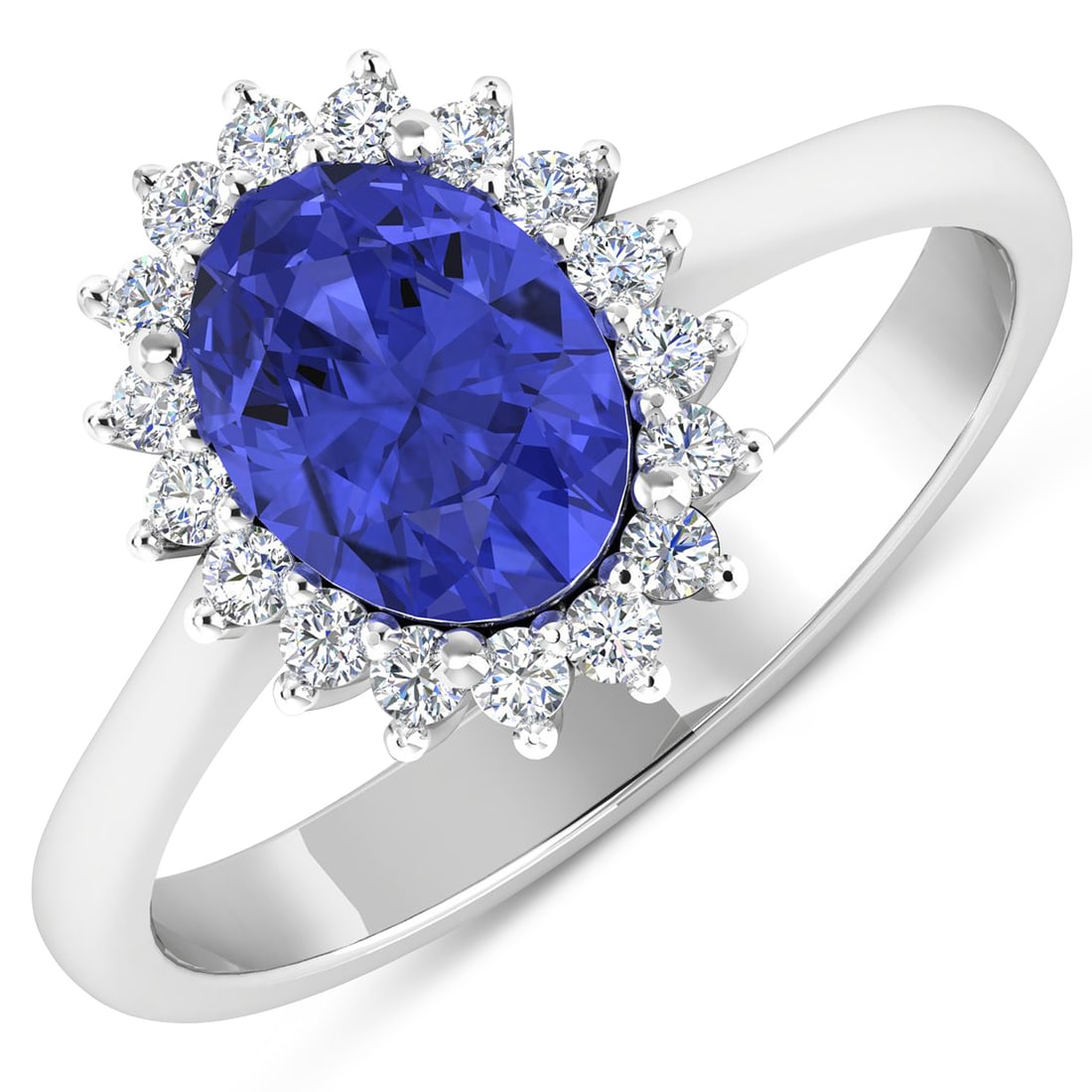 1.92 CTW Oval Tanzanite Modern 14K White Gold Ring - Certified (1 of 3)