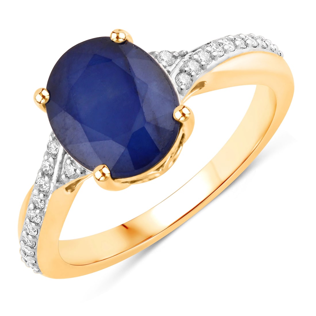 3.28 CTW Oval Sapphire Modern 14K Yellow Gold Ring - Certified (1 of 4)