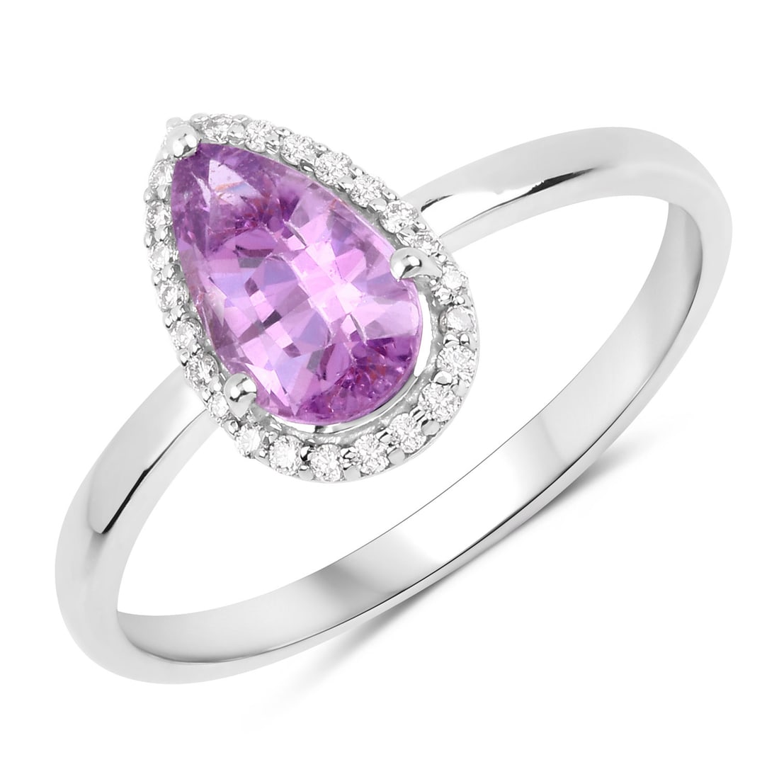 1.25 CTW Pear Pink Sapphire Modern 14K White Gold Ring - Certified (1 of 1)