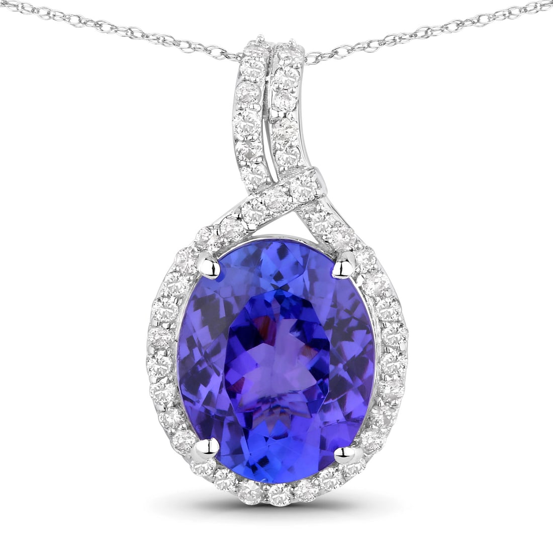 3.21 CTW Oval Tanzanite Modern 14K White Gold Pendant - Certified: Defining modern elegance, this creation captures the essence of style. Crafted with precision, the Prong setting is seamlessly integrated into 1.208 grams of 14K White Gold. This piece showcases a Mod