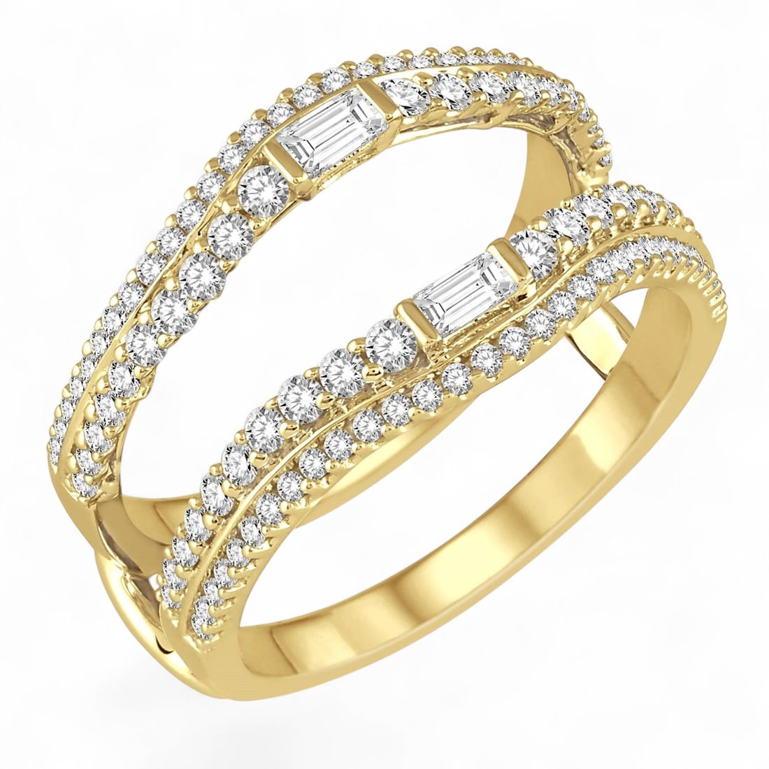 0.71 Ctw Insert White Diamond Modern 14K Yellow Gold Ring - Certified (1 of 3)
