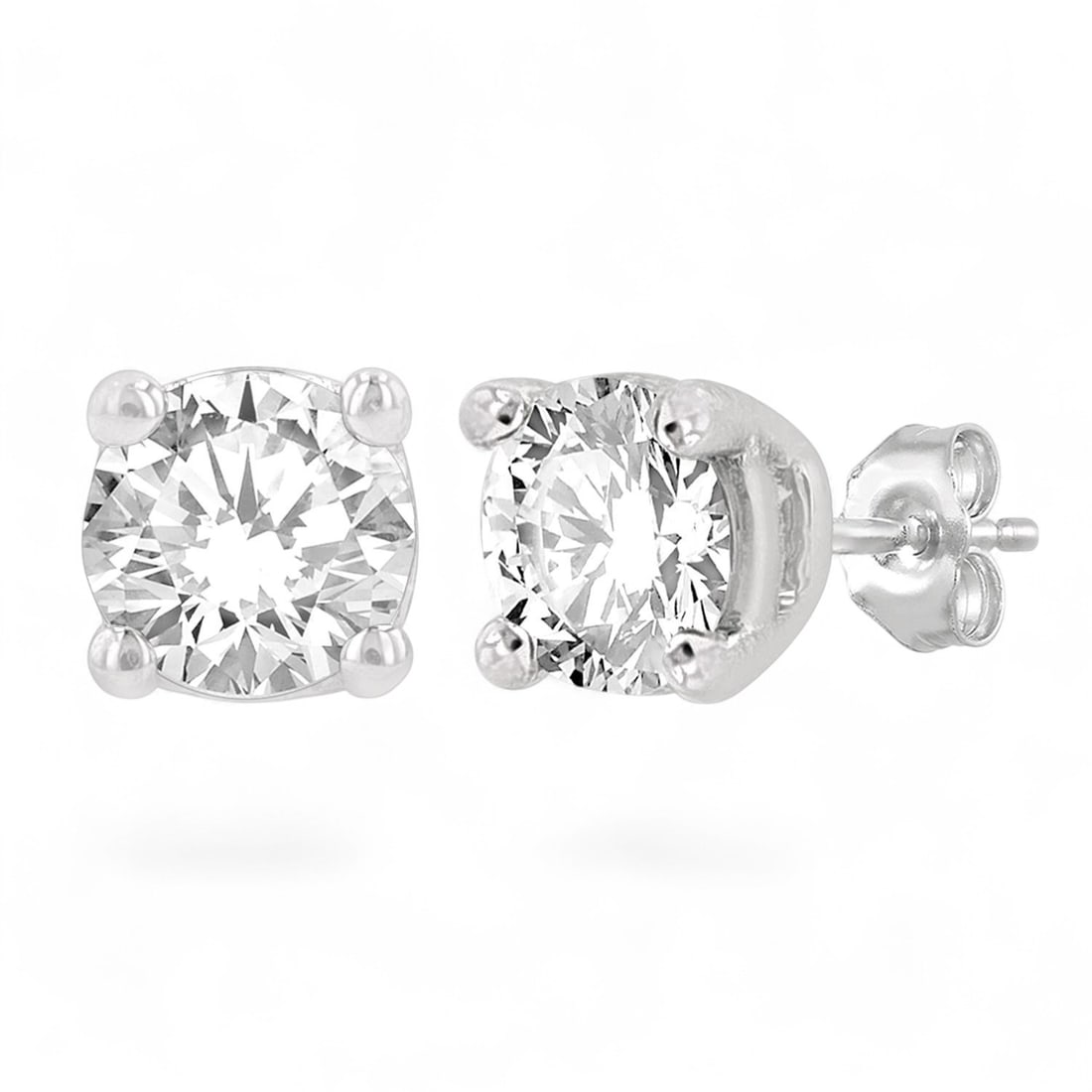 0.4 Ctw Stud White Diamond Modern 14K White Gold Earrings - Certified (1 of 3)