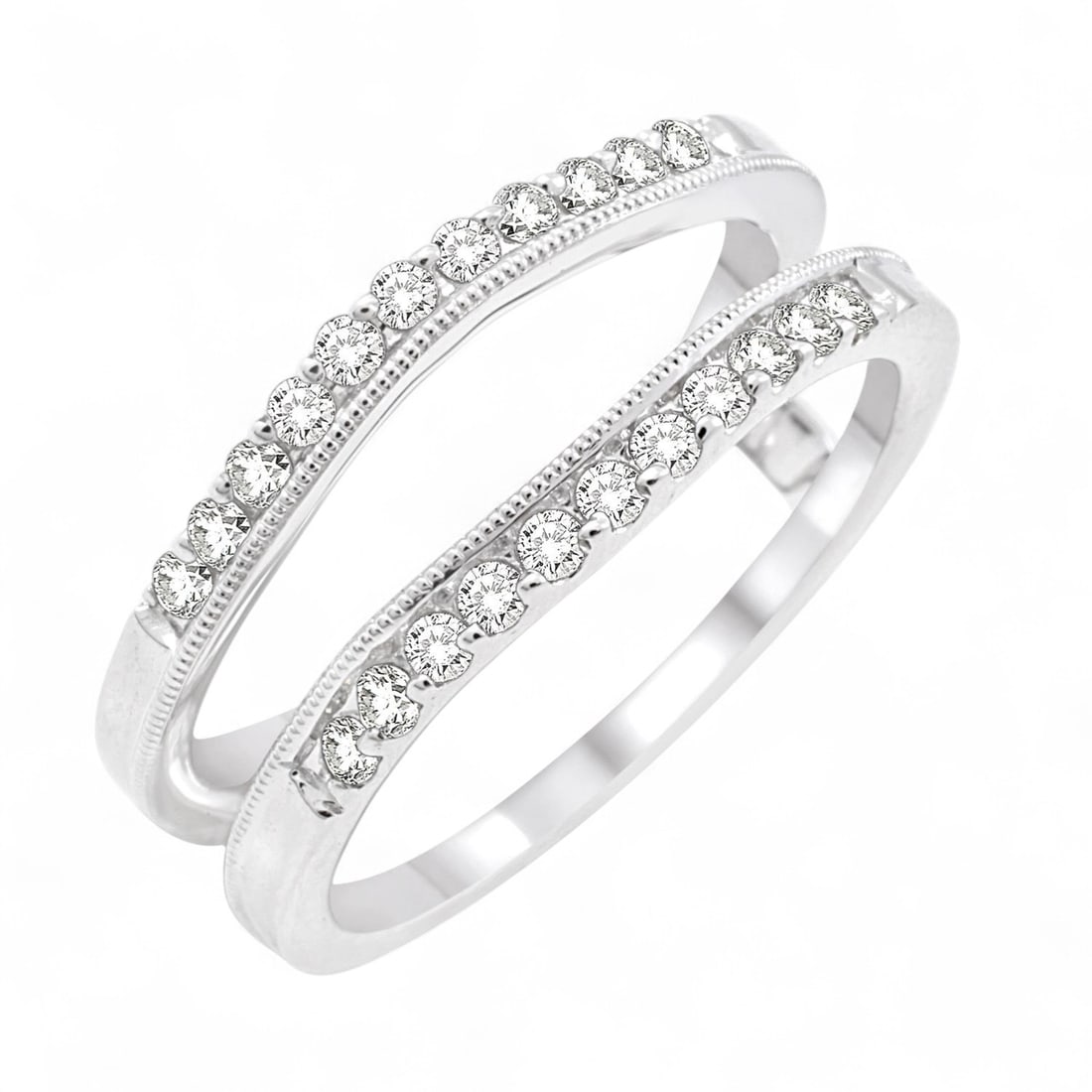 0.32 Ctw Insert White Diamond Modern 14K White Gold Ring - Certified (1 of 3)