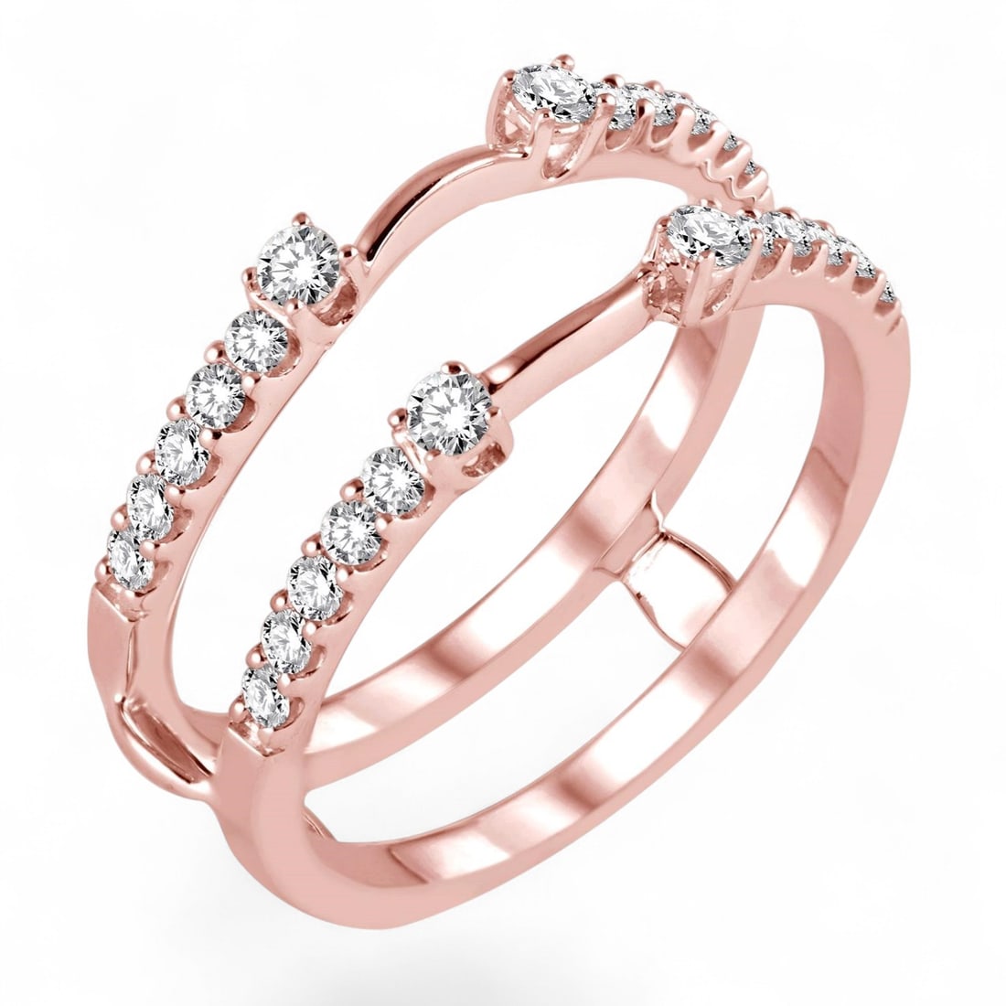 0.44 Ctw Insert Diamond Modern 14K Rose Gold Ring - Certified (1 of 3)