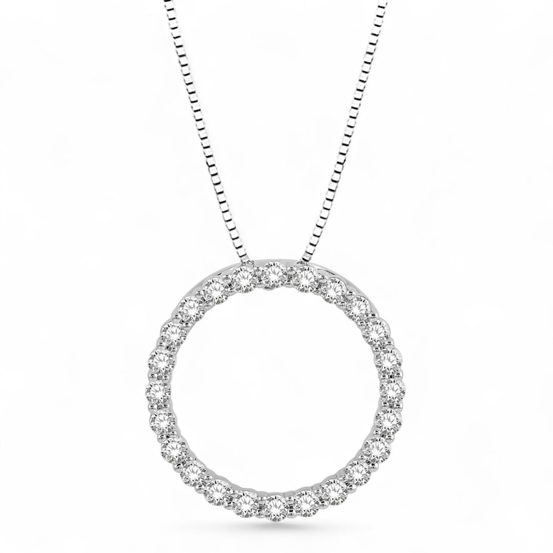 0.5 Ctw Circle Of Love White Diamond Modern 14K White Gold Pendant - Certified: Defining modern elegance, this magnificent Circle of Love pendant featuring Natural Diamonds captures the essence of style. Securely held in a classic Prong design, the pendant is forged from 1.35 gra