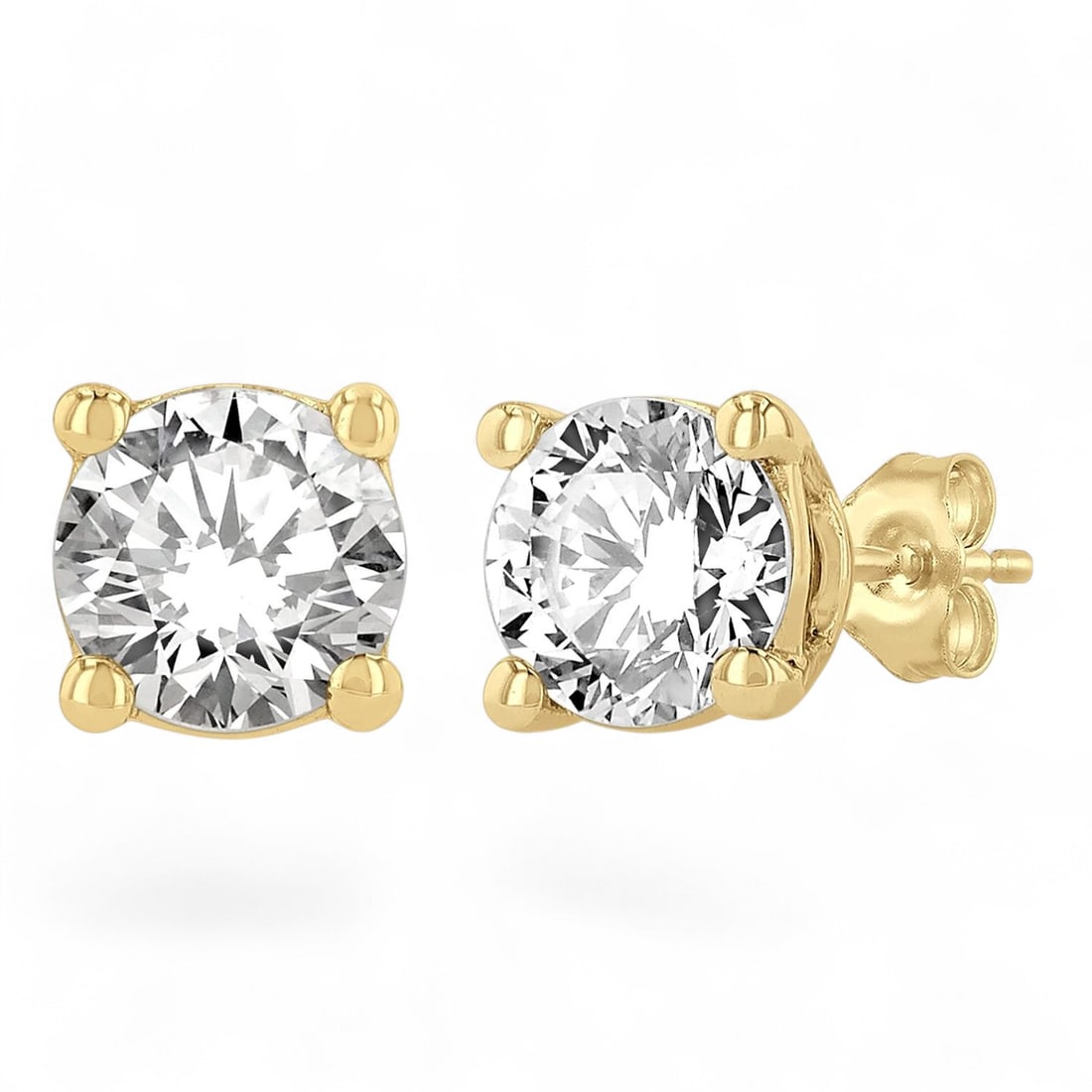 0.75 Ctw Stud White Diamond Modern 14K Yellow Gold Earrings - Certified (1 of 3)