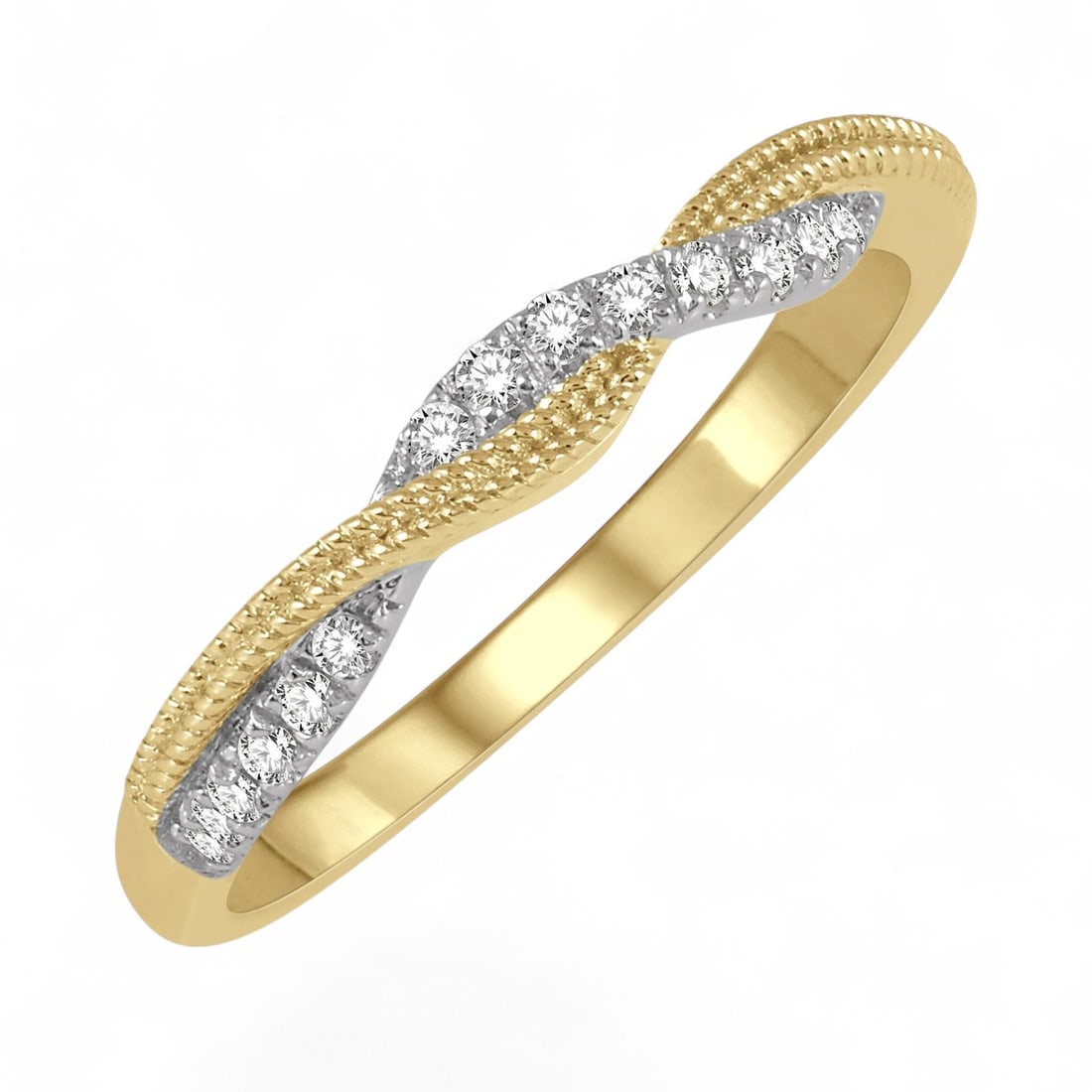 0.16 Ctw Entwined Fashion Diamond Modern 14K Yellow Gold Ring - Certified: Timeless and sophisticated, this magnificent Entwined Fashion ring featuring Natural Diamonds radiates enduring beauty. The gemstones are nestled within a Band framework, supported by a substantial 2.