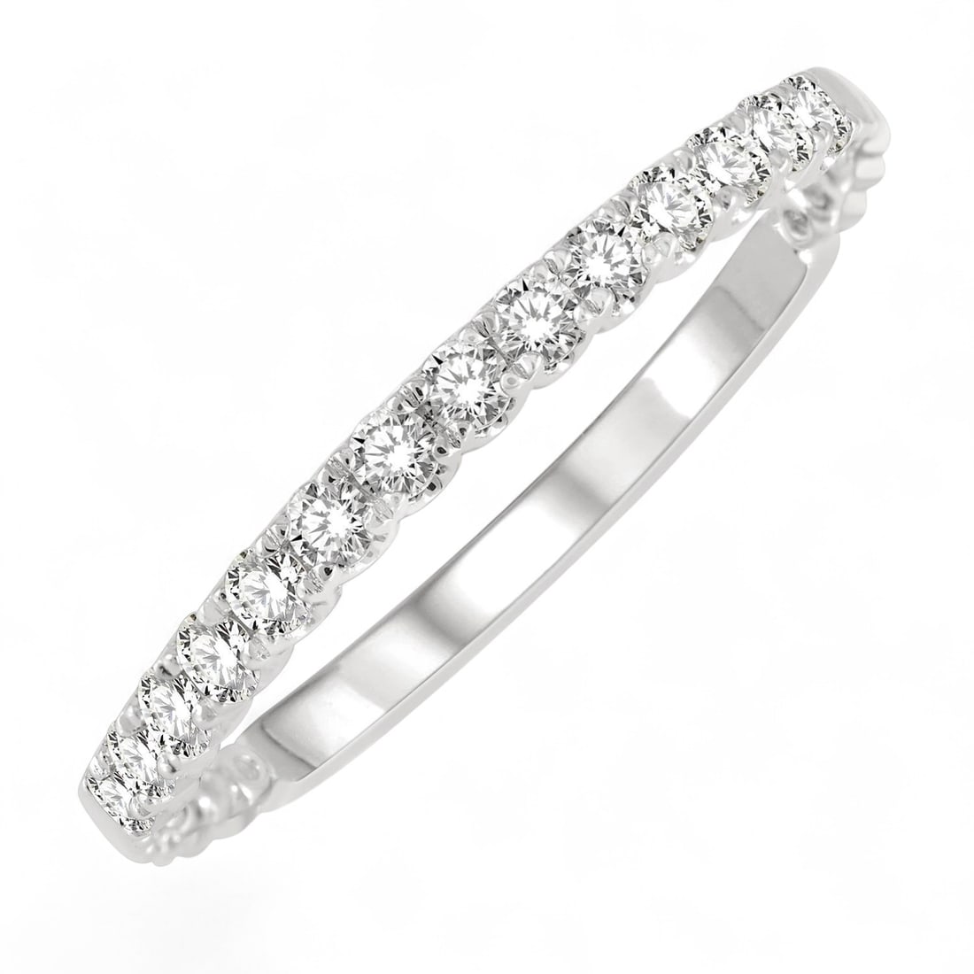 0.25 Ctw Lattice Wedding Band Round White Diamond Modern 14K White Gold Ring - Certified (1 of 3)