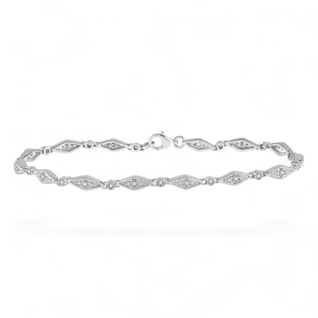 0.31 Ctw Diamond Shape Fashion Modern 10K White Gold Bracelet - Certified: Rare and radiant, this stunning Diamond Shape Fashion bracelet featuring Natural Diamonds offers a touch of the extraordinary. A detailed Link gallery secures the stones, rendered in 5.3 grams of lust