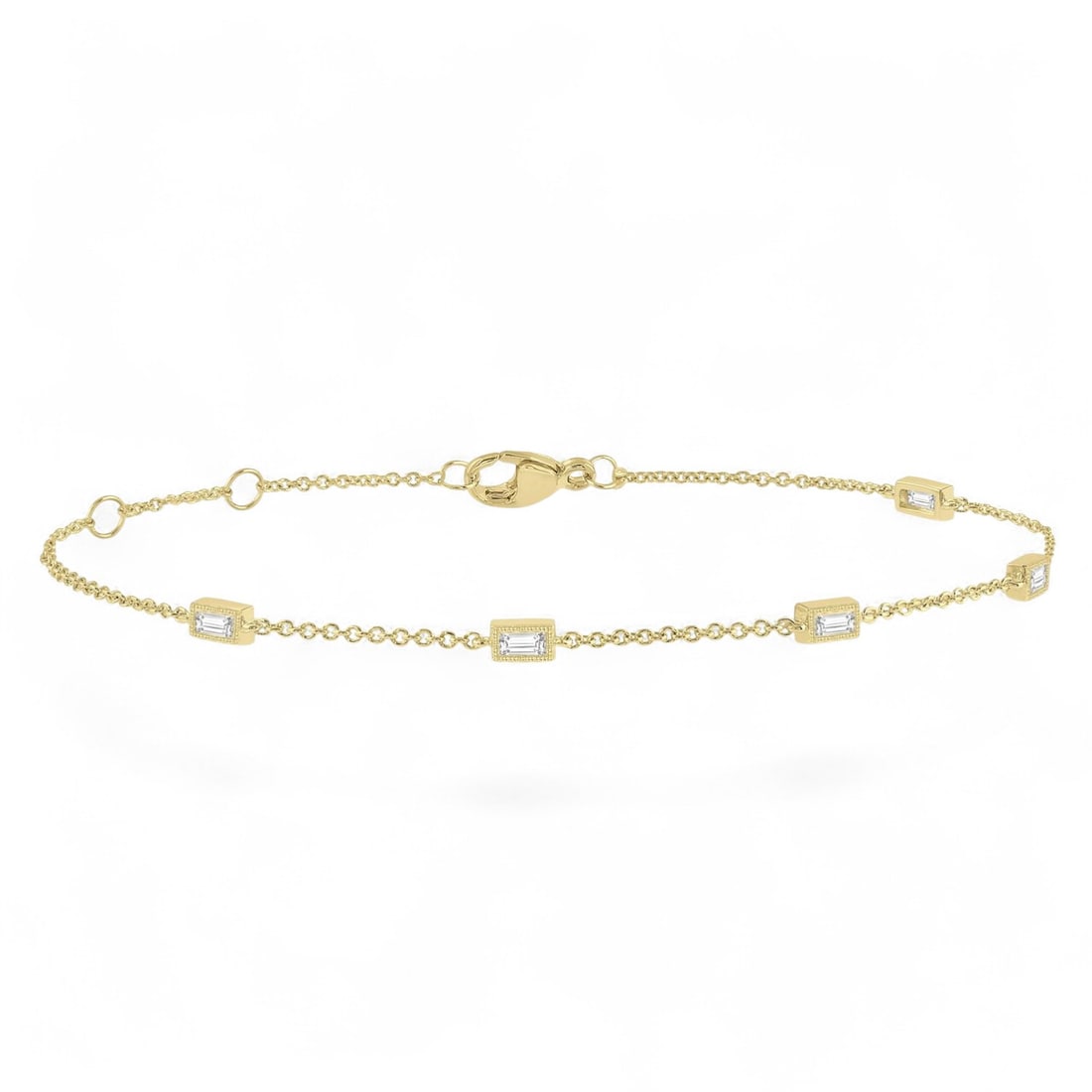 0.25 Ctw Petite Baguette Station Diamond Modern 10K Yellow Gold Bracelet - Certified (1 of 3)