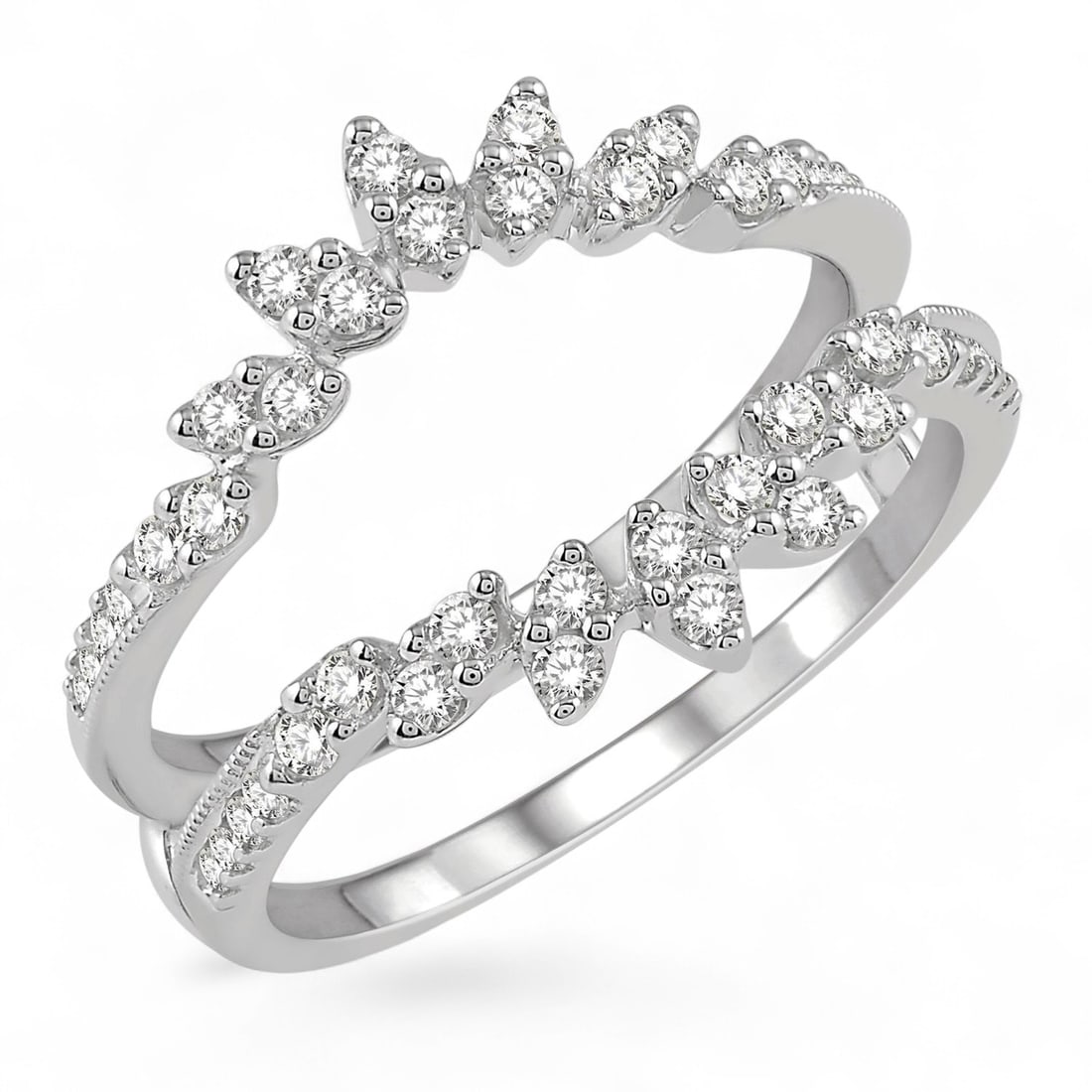 0.45 Ctw Mini Marquise Mounts Insert Diamond Modern 14K White Gold Ring - Certified (1 of 3)