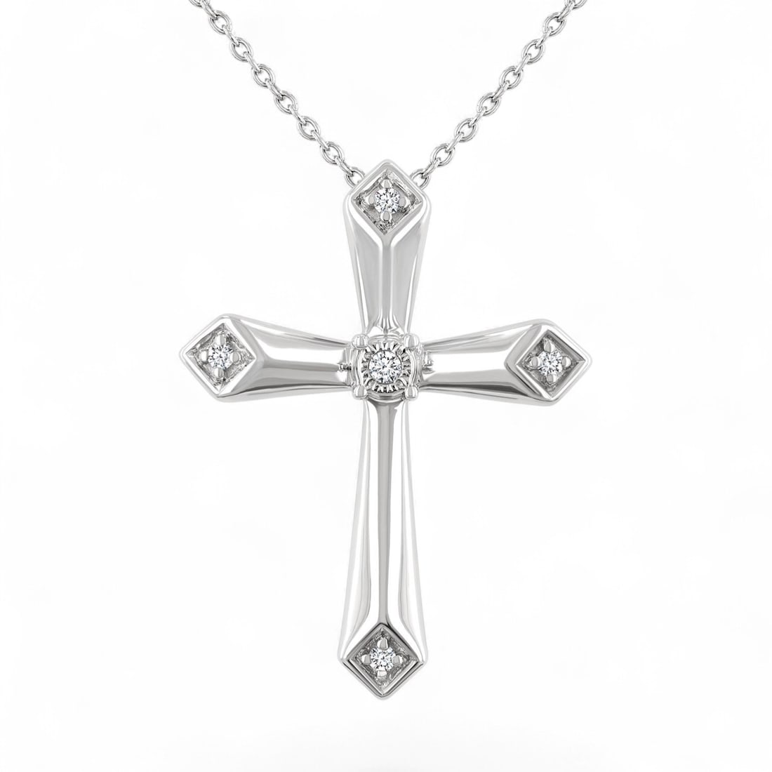 0.05 Ctw Fashion Cross White Diamond Modern Sterling Silver Pendant - Certified: A testament to superior craftsmanship, this stunning Fashion Cross pendant featuring Natural Diamonds is unparalleled. Showcasing the gems in a Cluster arrangement, the pendant consists of 2.05 grams