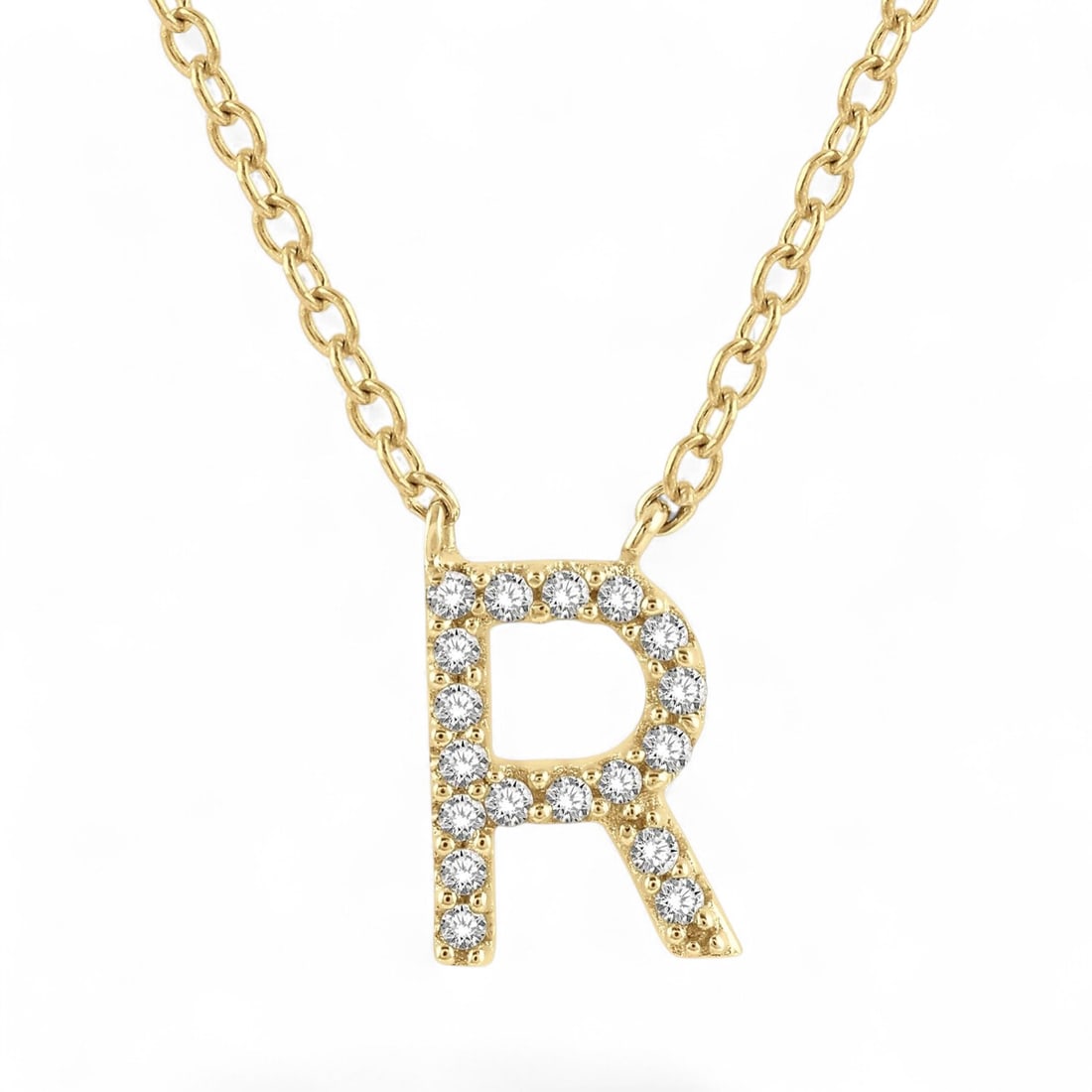 0.05 Ctw Initial 'R' White Diamond Modern 10K Yellow Gold Pendant - Certified: Captured in a moment of brilliance, this stunning Initial 'R' pendant featuring Natural Diamonds speaks to the connoisseur. The gemstones are nestled within a Pendant framework, supported by a substan