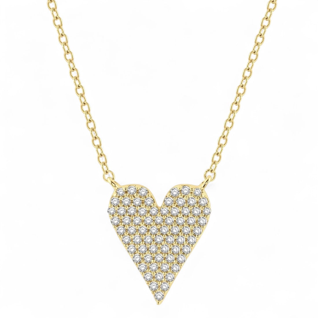 0.26 Ctw Heart Charm White Diamond Modern 10K Yellow Gold Necklace - Certified (1 of 3)