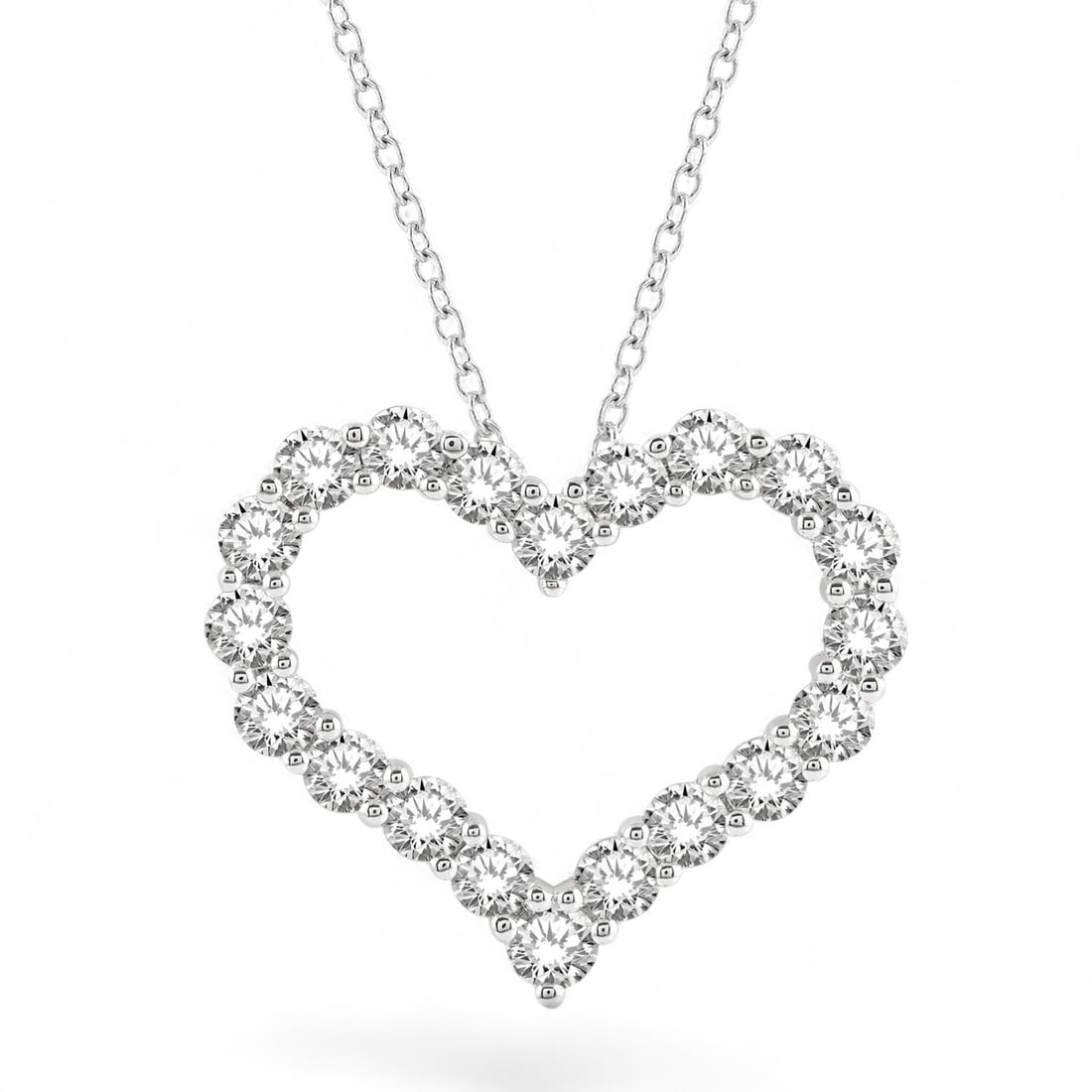 3.0 Ctw Heart Shape White Diamond Modern 14K White Gold Pendant - Certified (1 of 3)