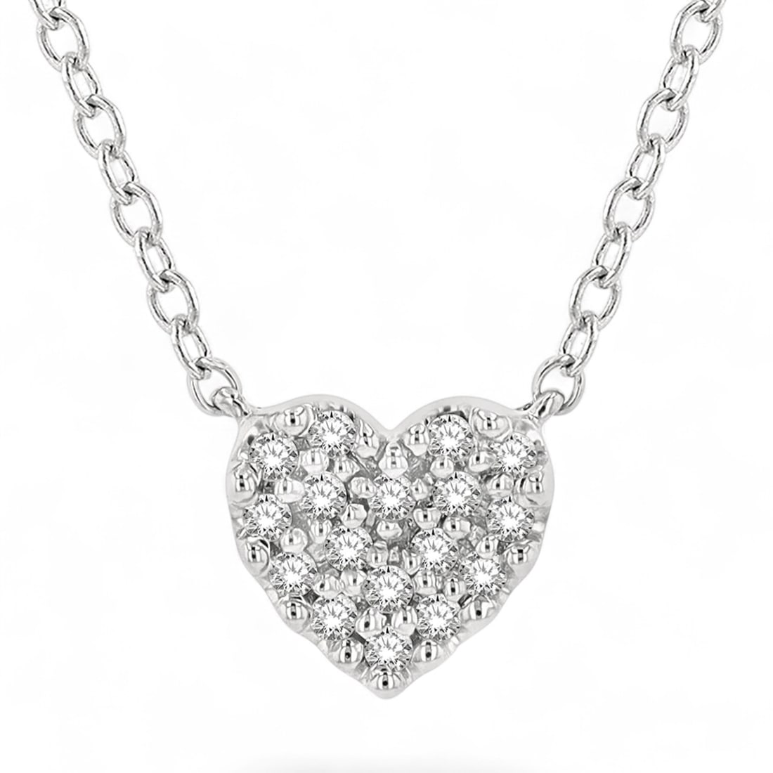 0.1 Ctw Heart Charm Petite Fashion White Diamond Modern 10K White Gold Pendant - Certified: Captured in a moment of brilliance, this stunning Heart Charm Petite Fashion pendant featuring Natural Diamonds speaks to the connoisseur. Expertly mounted in a Cluster setting, the pendant is crafted