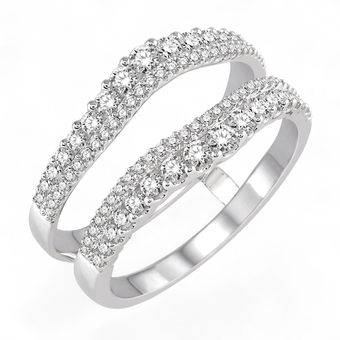 0.82 Ctw Insert White Diamond Modern 14K White Gold Ring - Certified (1 of 3)