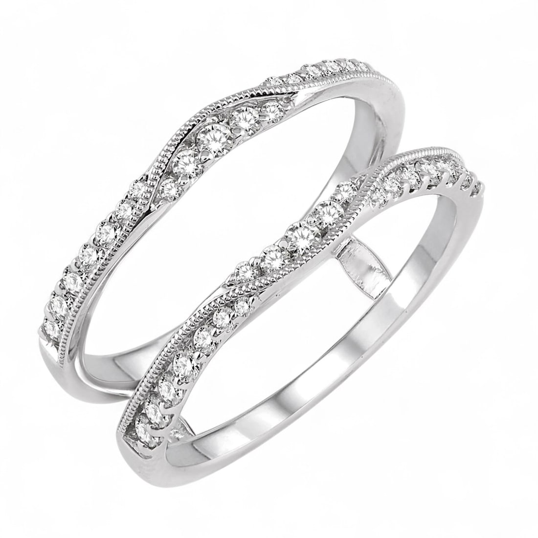 0.46 Ctw Insert White Diamond Modern 14K White Gold Ring - Certified (1 of 3)