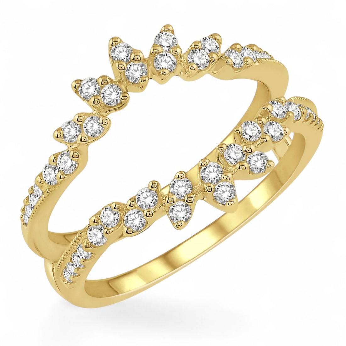 0.45 Ctw Mini Marquise Insert White Diamond Modern 14K Yellow Gold Ring - Certified (1 of 3)