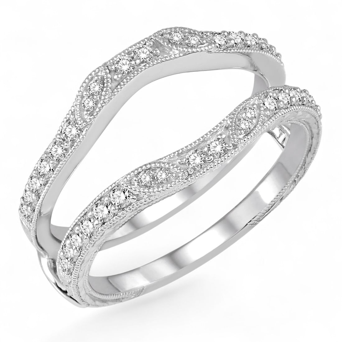 0.36 Ctw Insert White Diamond Edwardian 14K White Gold Ring - Certified: Defining modern elegance, this magnificent Insert ring featuring Natural Diamonds captures the essence of style. Securely held in a classic Band design, the ring is forged from 3.95 grams of high-poli