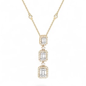 2.09 Ctw White Diamond 18K Yellow & White Gold Necklace - Certified