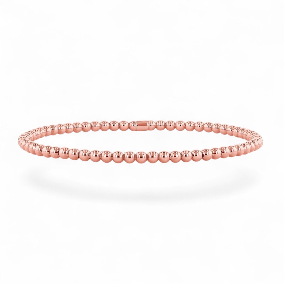 Gold Bead Stretch Modern 18K Rose Gold Bracelet - Certified: A testament to superior craftsmanship, this stunning Gold Bead Stretch bracelet is unparalleled. Showcasing the gems in a Cluster arrangement, the bracelet consists of 6.0 grams of 18K Rose Gold. This