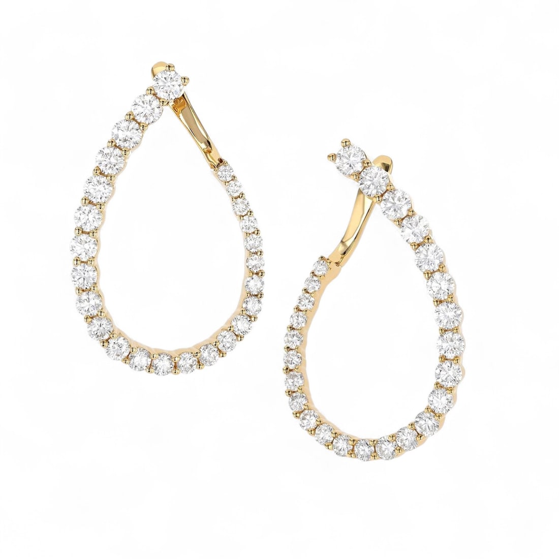 1.71 Ctw Duchess Graduating Diamond Curve Modern 18K Yellow Gold Earrings - Certified (1 of 3)