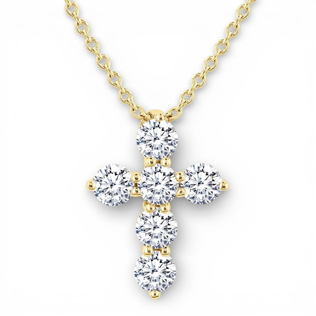 0.36 ctw Diamond Christian Cross 14K Yellow Gold Pendant Necklace (1 of 2)