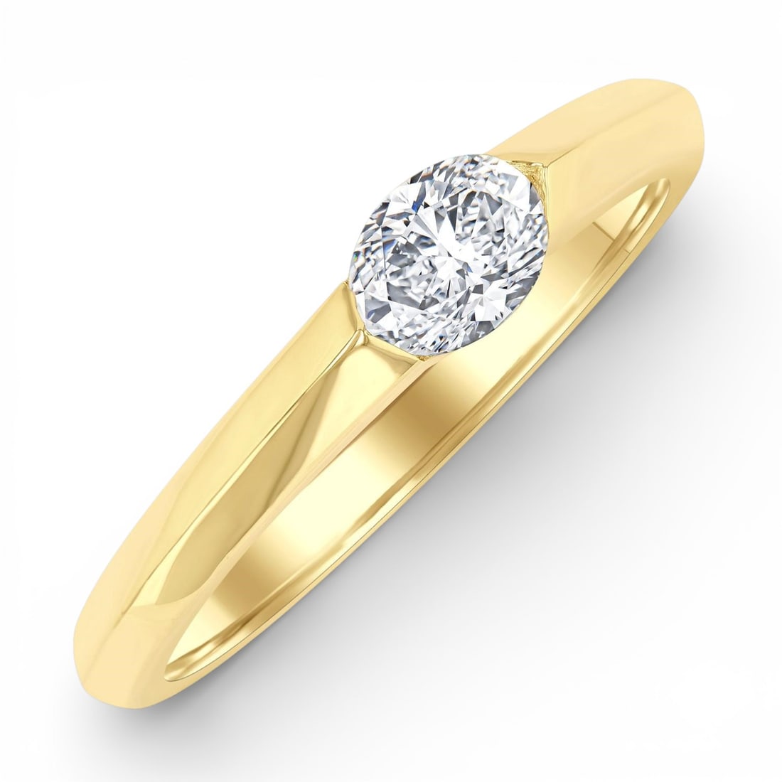 0.32 ctw Diamond Solitaire East-West Set 14K Yellow Gold Ring: Timeless and sophisticated, this elegant East-West Set Oval Cut ring featuring White Diamond radiates enduring beauty. The gemstones are nestled within a Solitaire framework, supported by a substantia