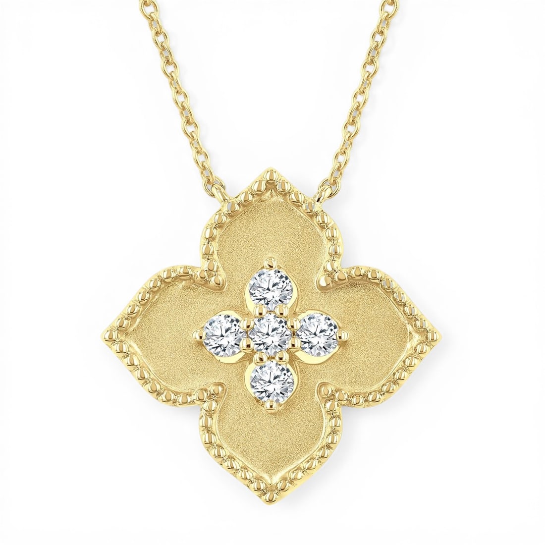 0.20ctw Diamond Floral Medallion 10K Yellow Gold Pendant Necklace: Captured in a moment of brilliance, this stunning Floral Medallion pendant featuring Natural Diamonds speaks to the connoisseur. Expertly mounted in a Cluster setting, the pendant is crafted in 2.0 gr