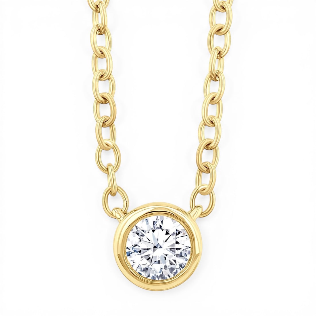 0.16ctw Diamond 10K Yellow Gold Pendant: Defining modern elegance, this elegant Petite Bezel Set pendant necklace featuring White Diamond captures the essence of style. The gemstones are nestled within a Bezel framework, supported by a subst