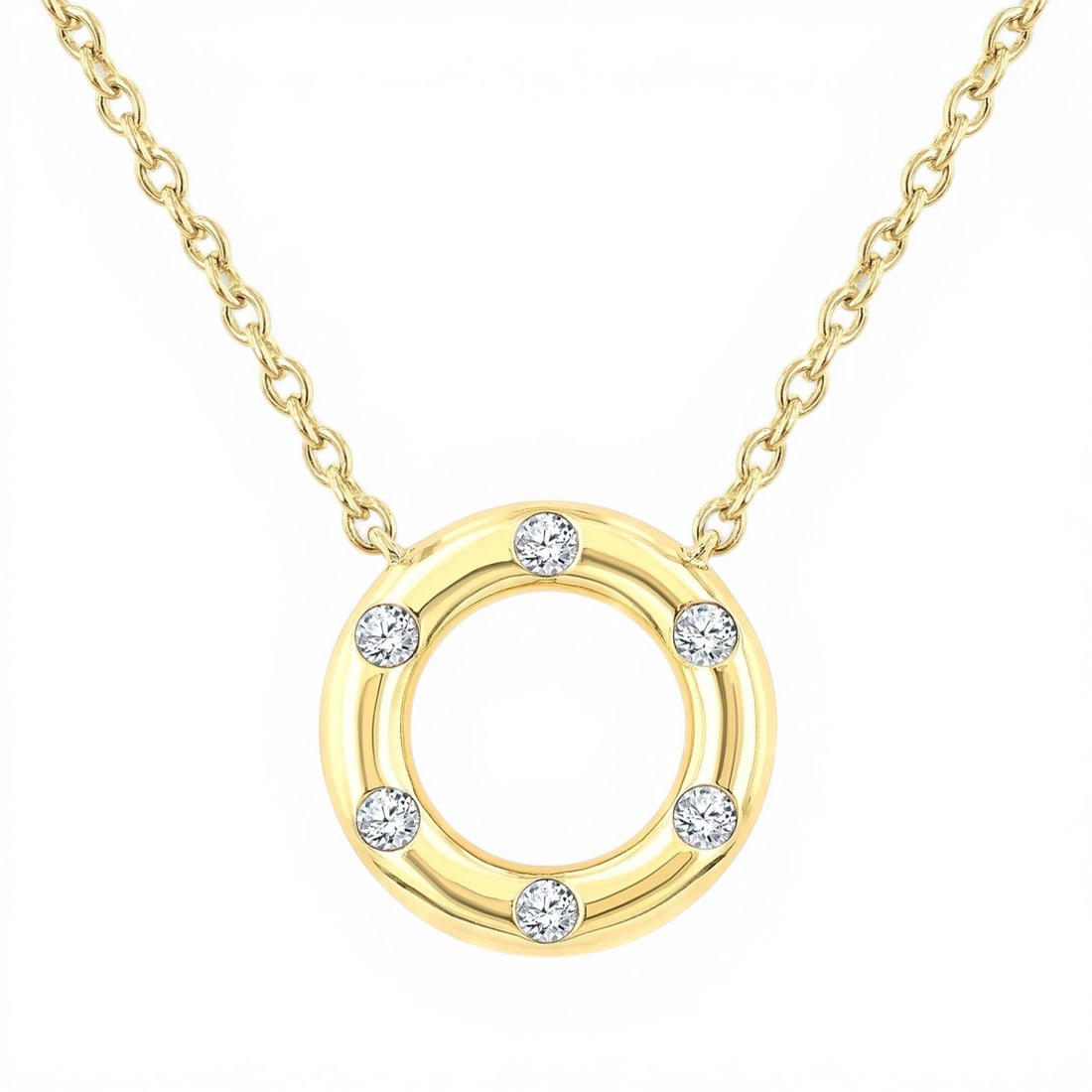 0.12ctw Diamond 10k Yellow Gold Pendant Necklace (1 of 3)
