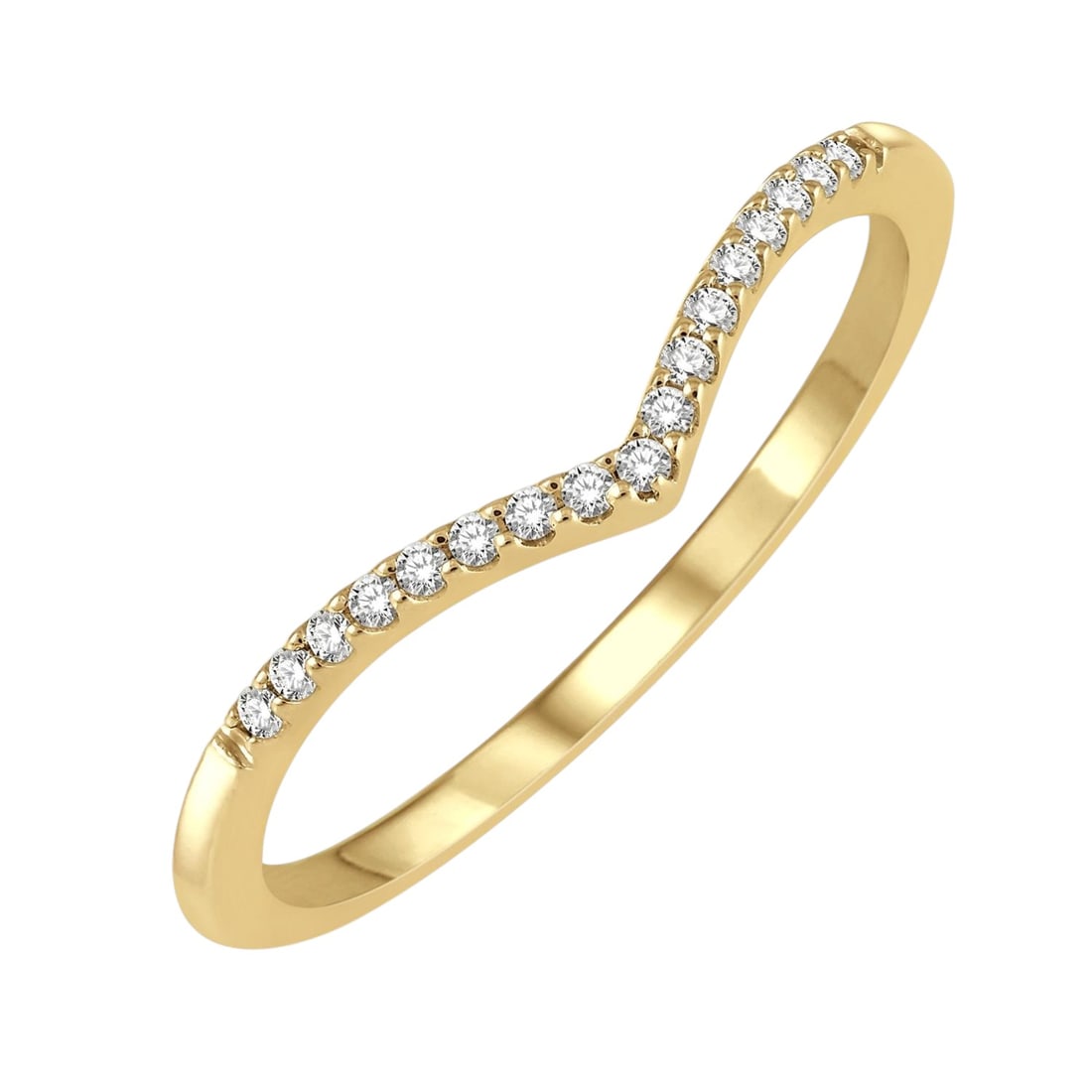 1/10ctw Diamond Chevron Band Ring in 10K Yellow Gold (1 of 3)
